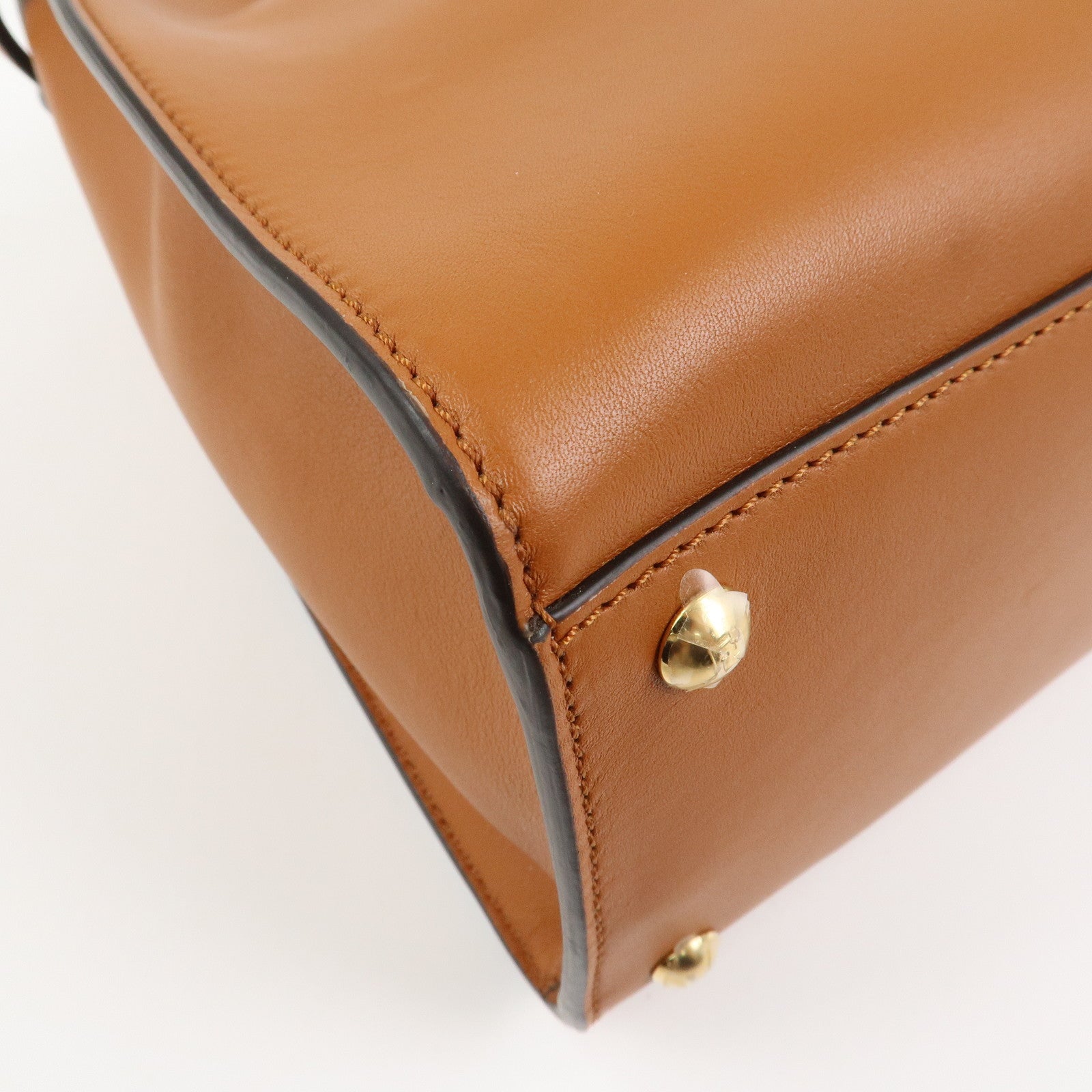 FENDI Peekaboo X Lite Leather 2Way Bag Shoulder Bag Brown 8BN310