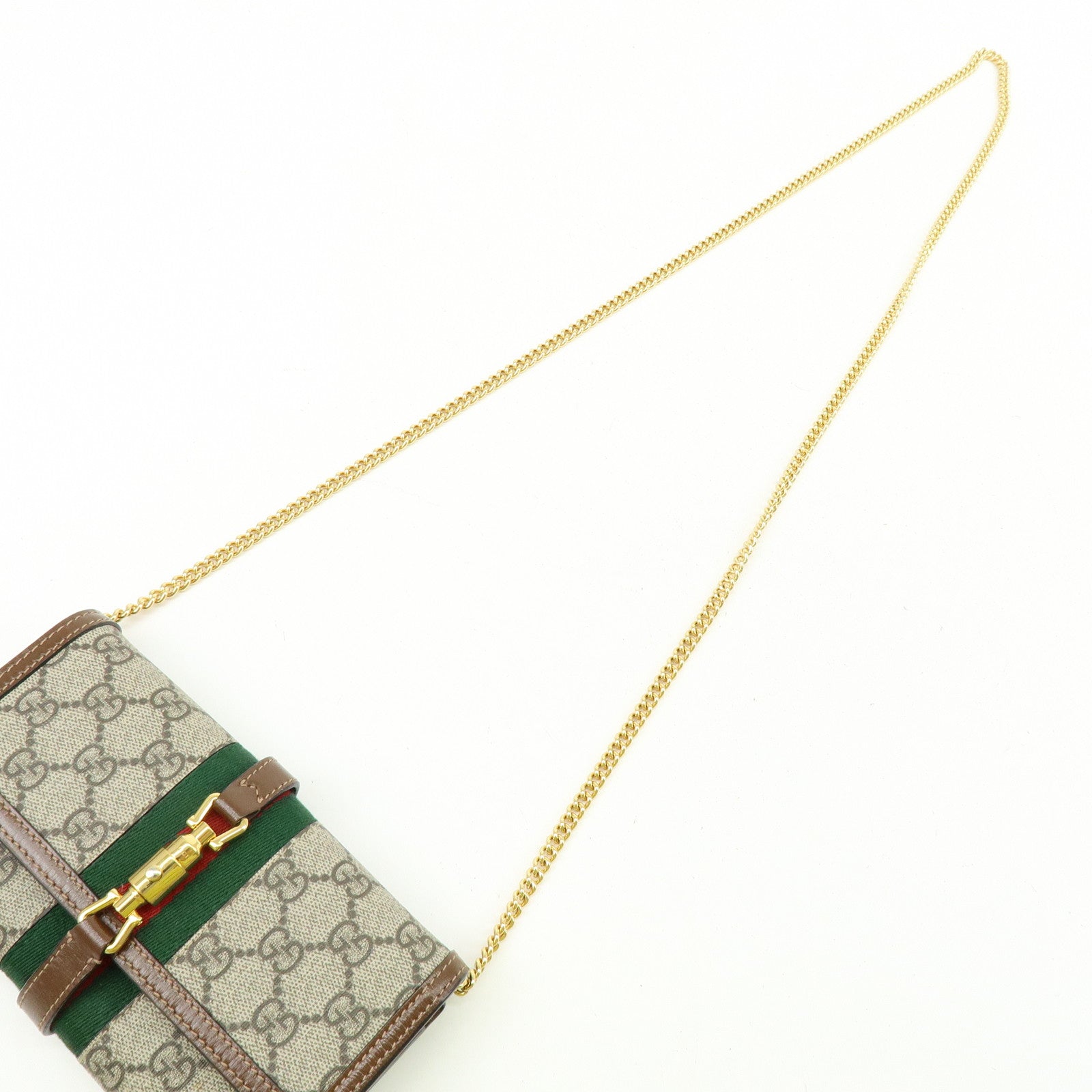 GUCCI Jackie 1961 Sherry Leather Chain Wallet Beige 652681.0416