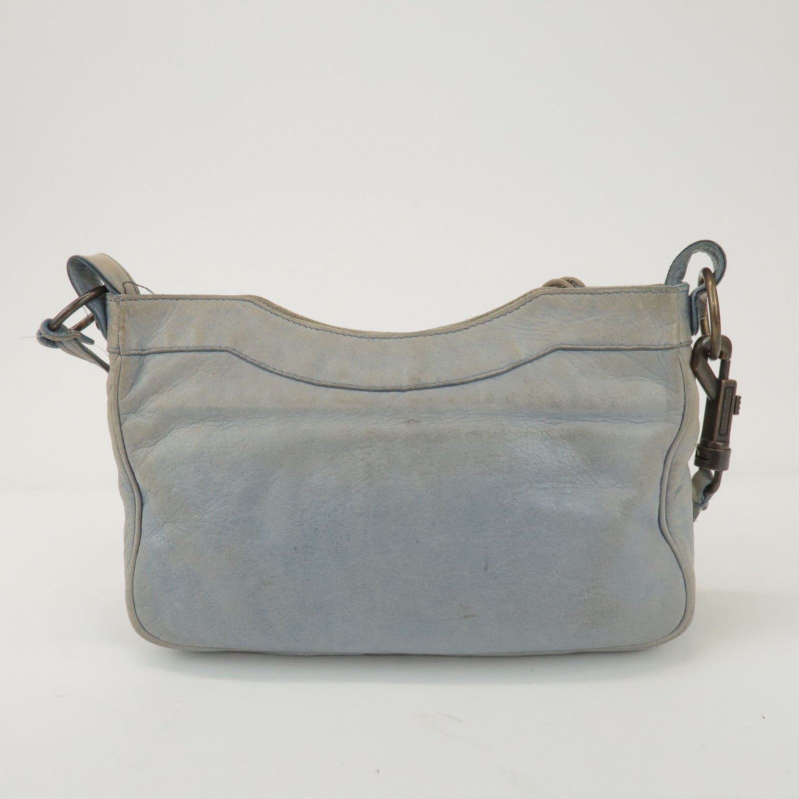 BALENCIAGA The Hip Leather Shoulder Crossbody Bag Light Blue 242803