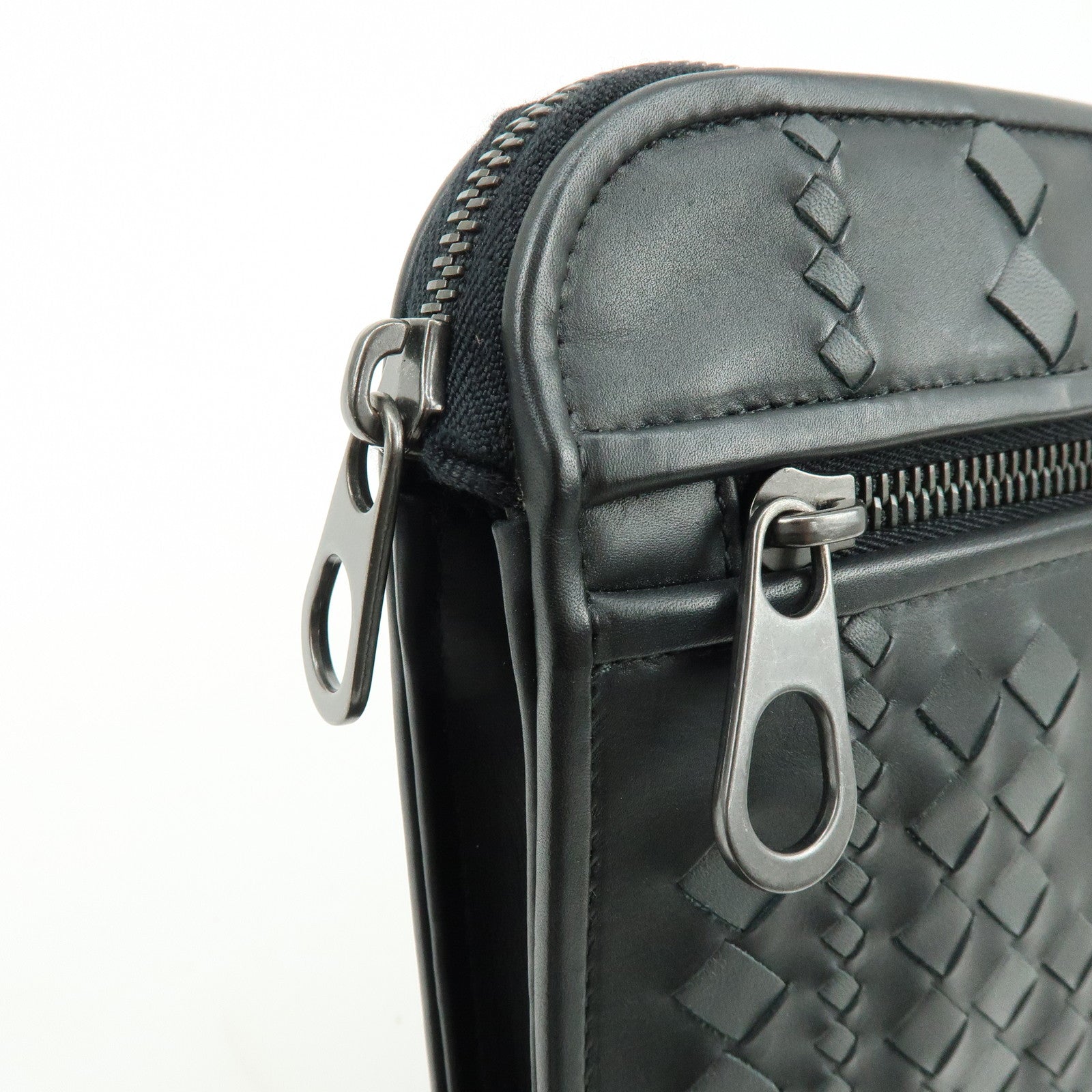 BOTTEGA VENETA Imperatore Intrecciato Clutch Bag Pouch Black