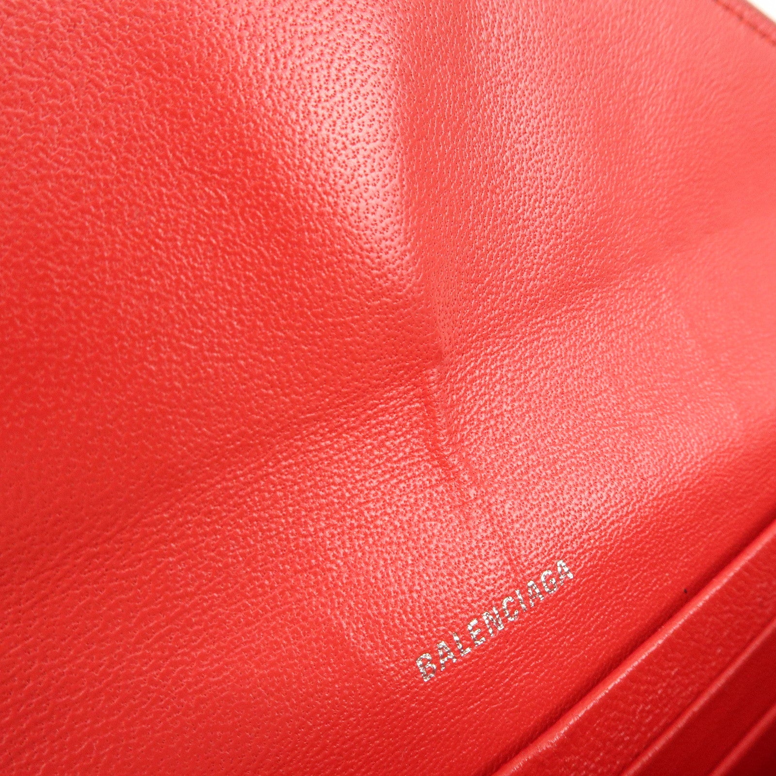 BALENCIAGA The Papier Leather Long Wallet Heart Dots Red 499207