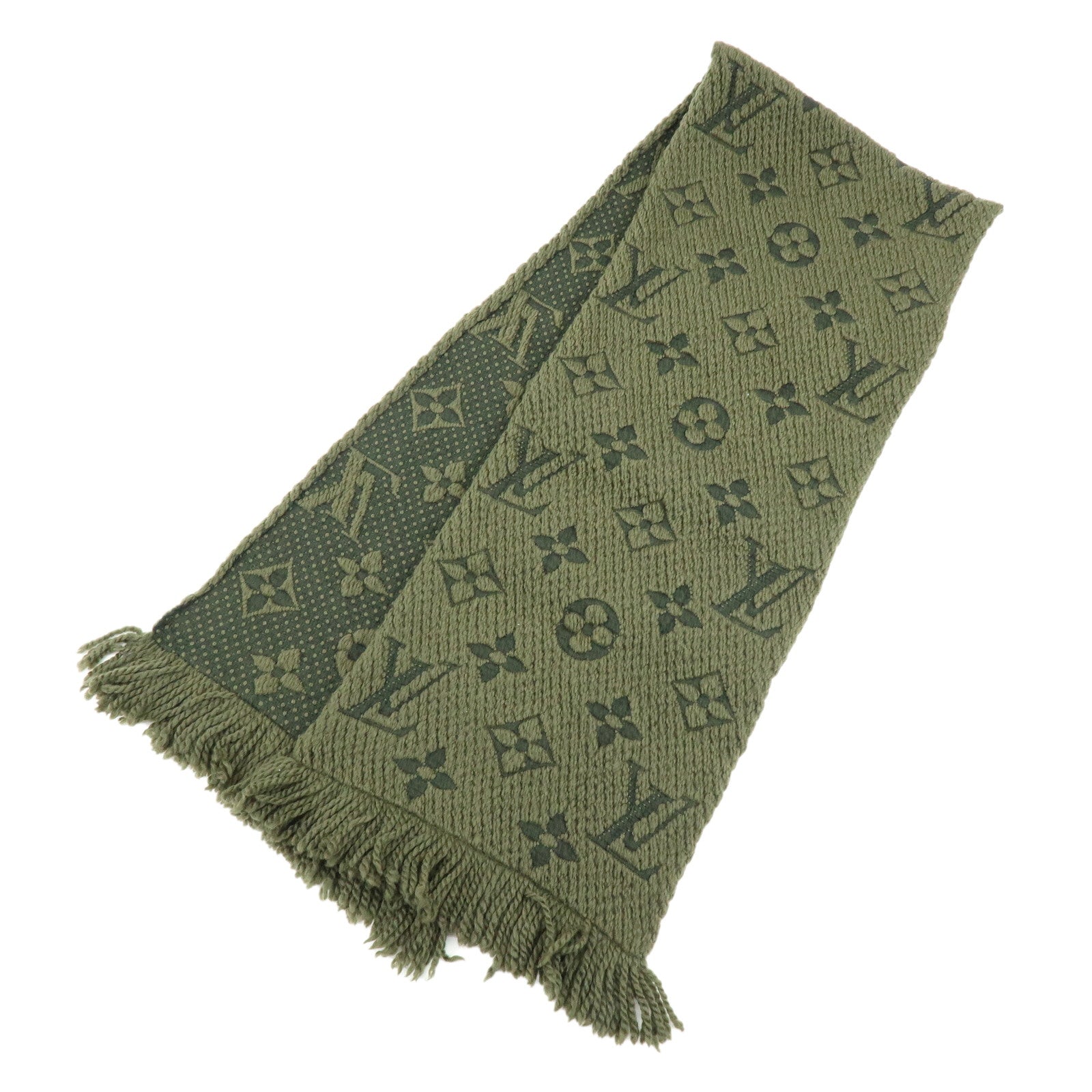 Louis Vuitton Echarpe Logomania Wool Silk Scarf Khaki 413287
