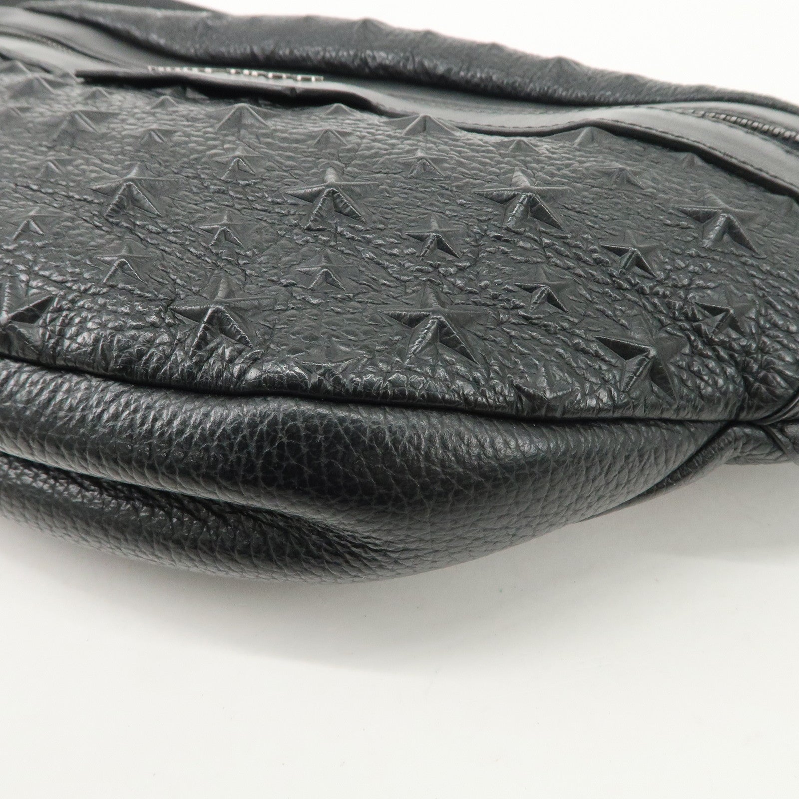 JIMMY CHOO Leather Waist Bag Crossbody Bag Black Silver Hardware Used