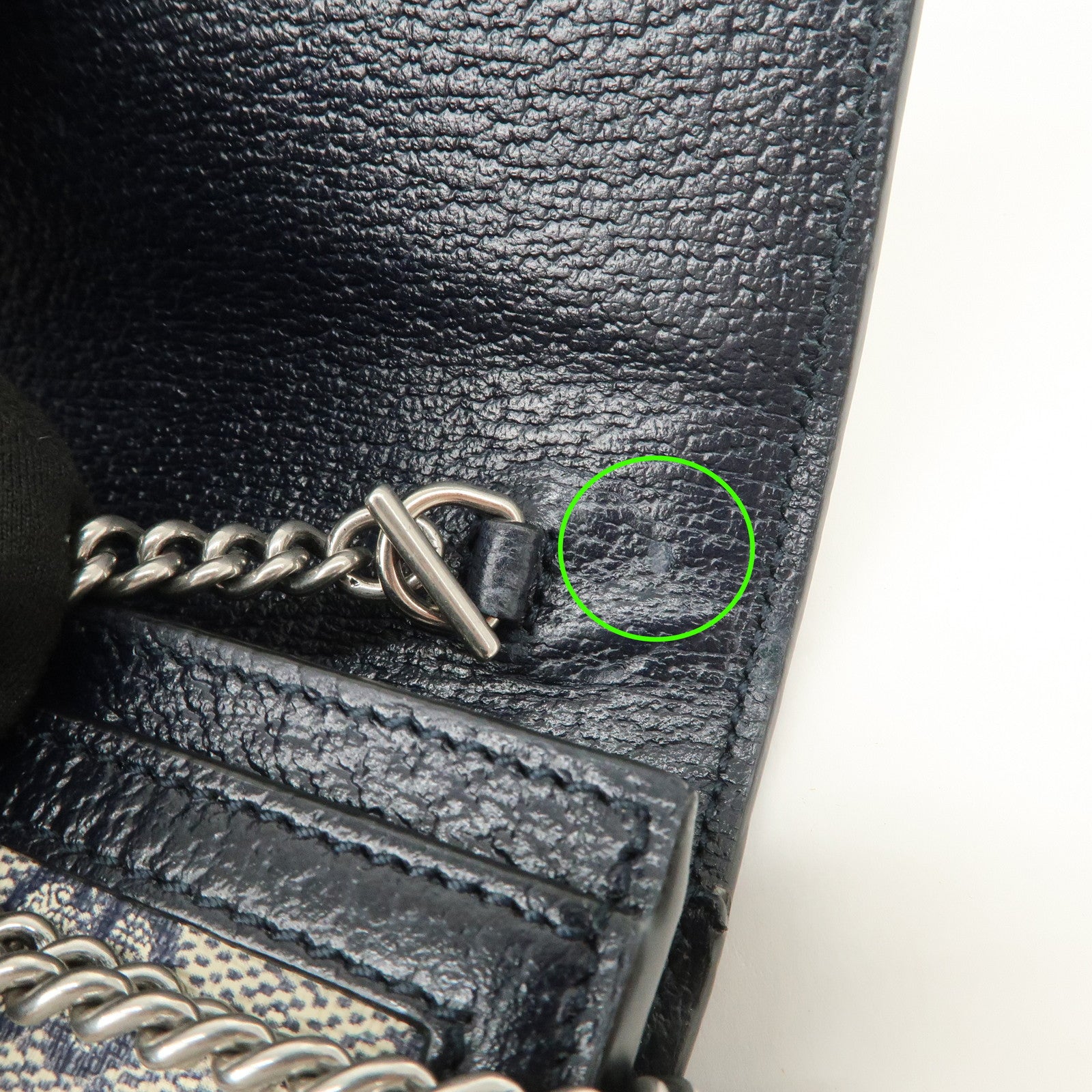 GUCCI New Jackie 1961 Sherry GG Supreme Chain Wallet Navy 652681