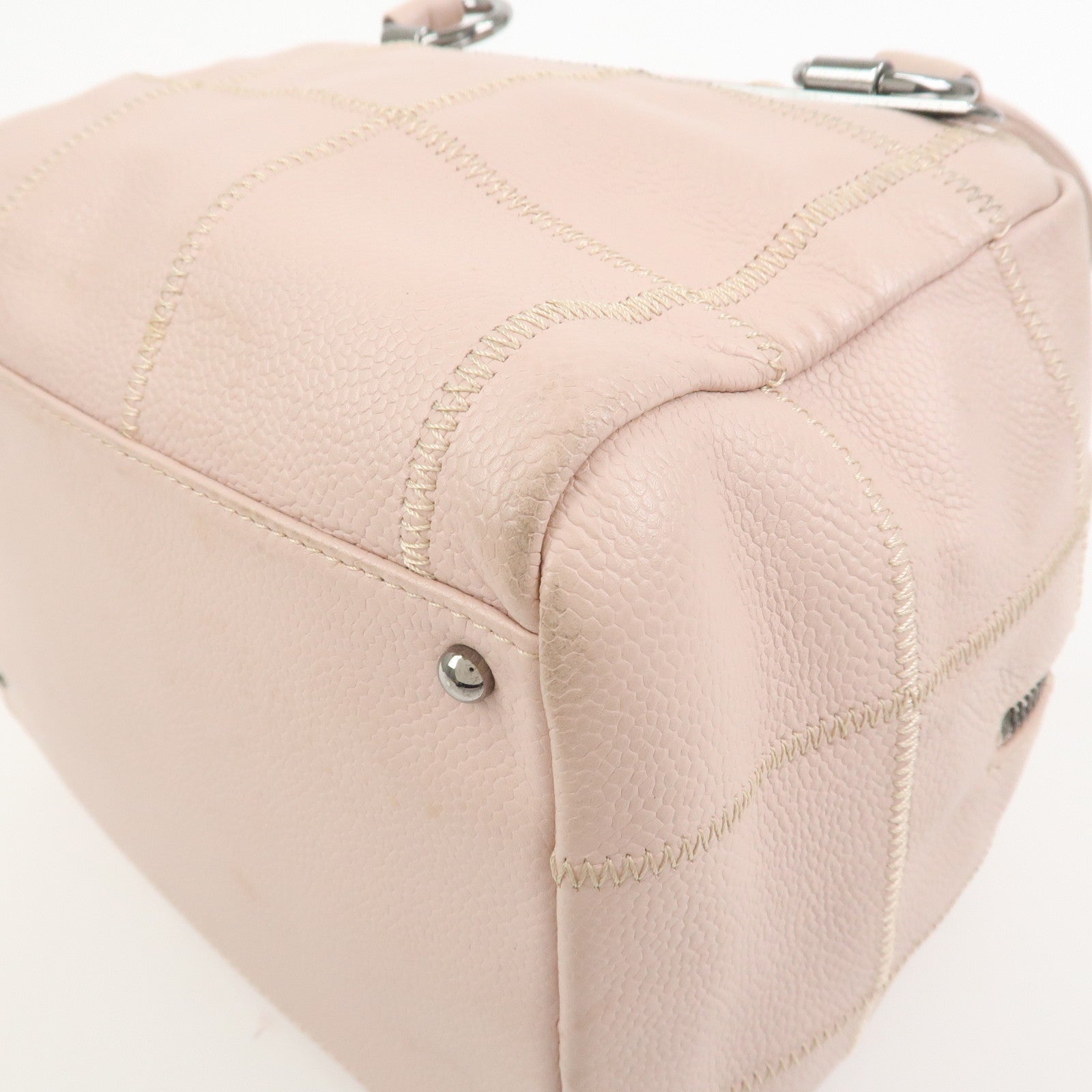 CHANEL Chocolate Bar COCO Mark Caviarskin Mini Boston Bag A26134