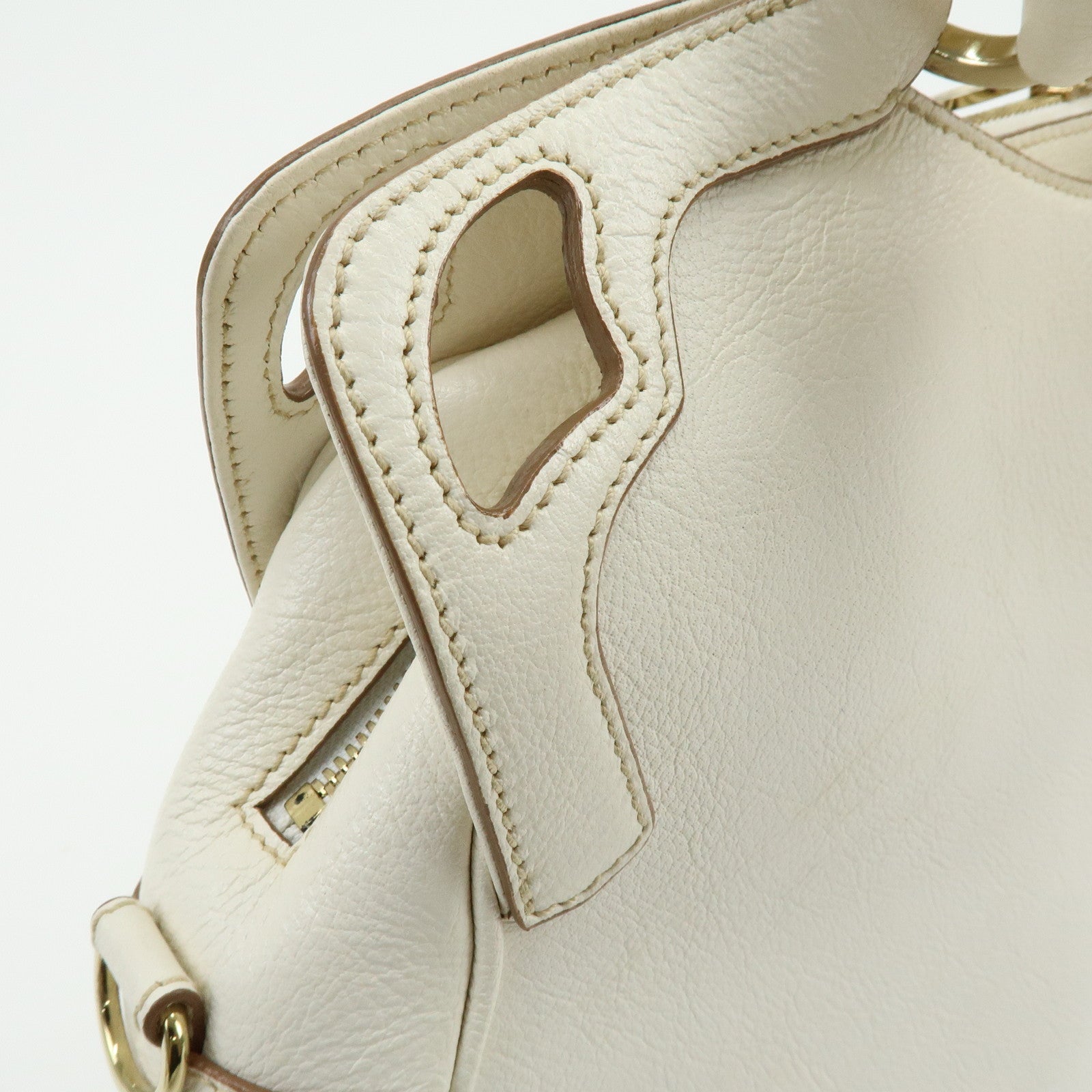 Cartier Marcello Leather 2Way Bag Shoulder Bag Hand Bag Ivory