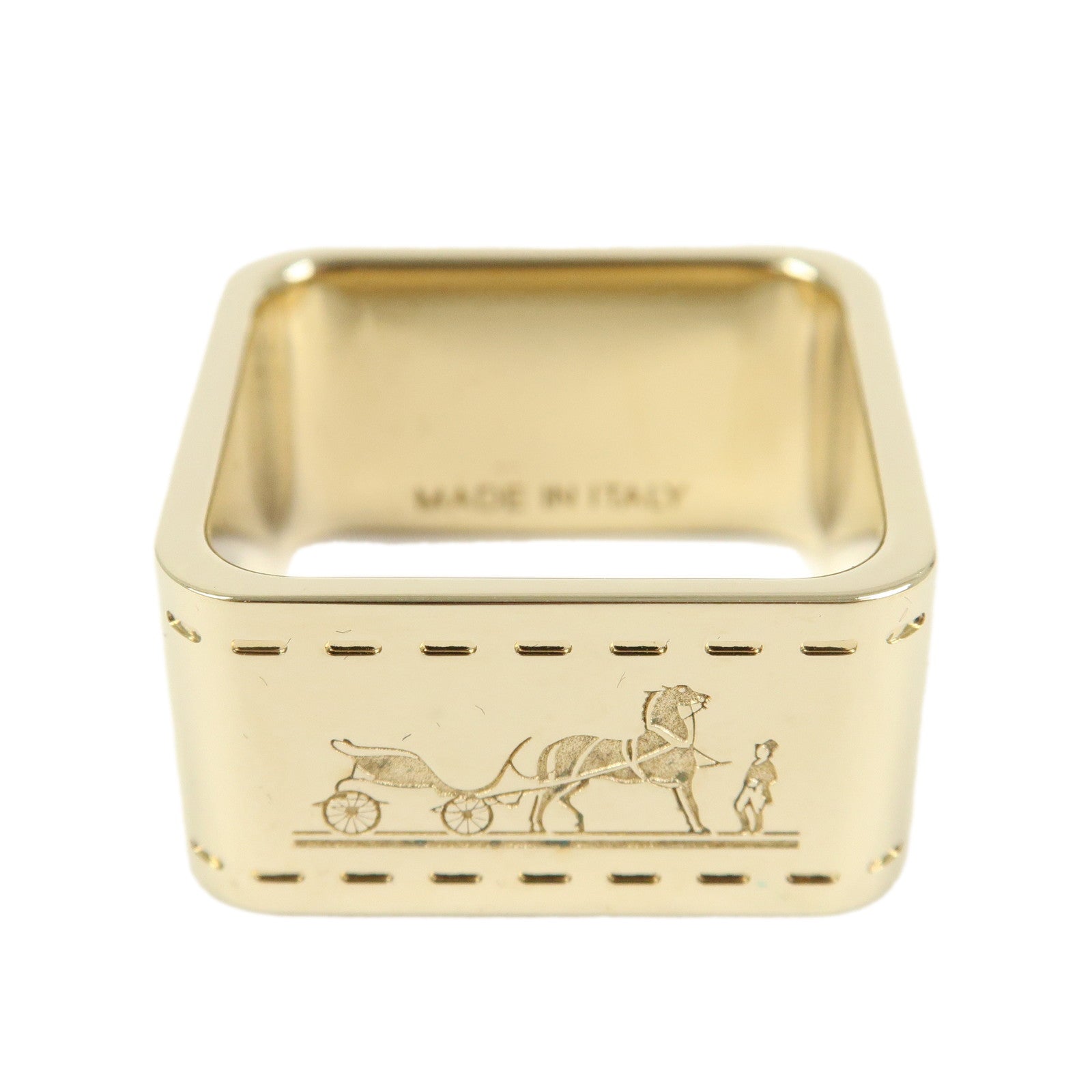 HERMES Bolduc Metal Scarf Ring Gold