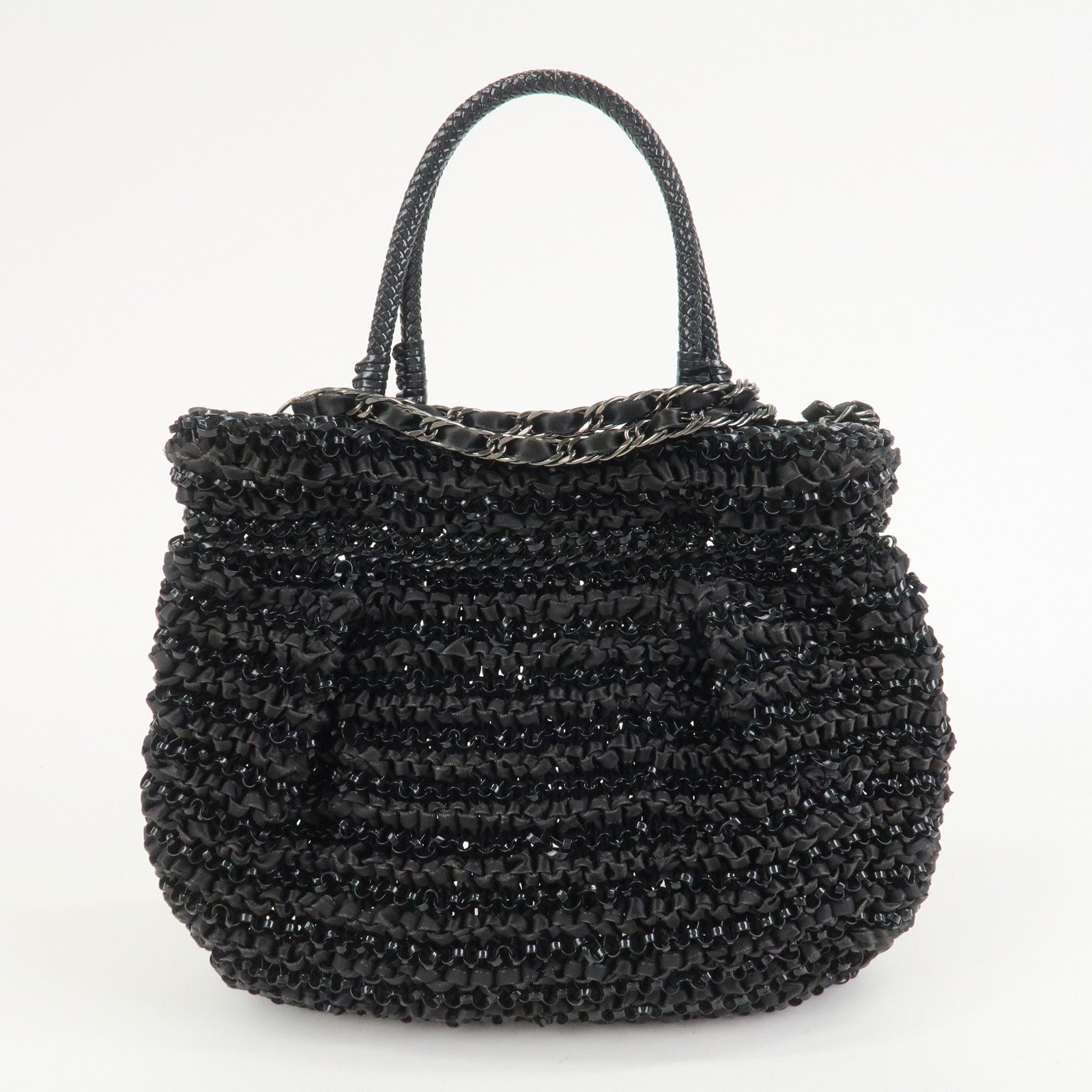 ANTEPRIMA Wire Bag PVC 2Way Bag Hand Bag Shoulder Bag Ribbon Black