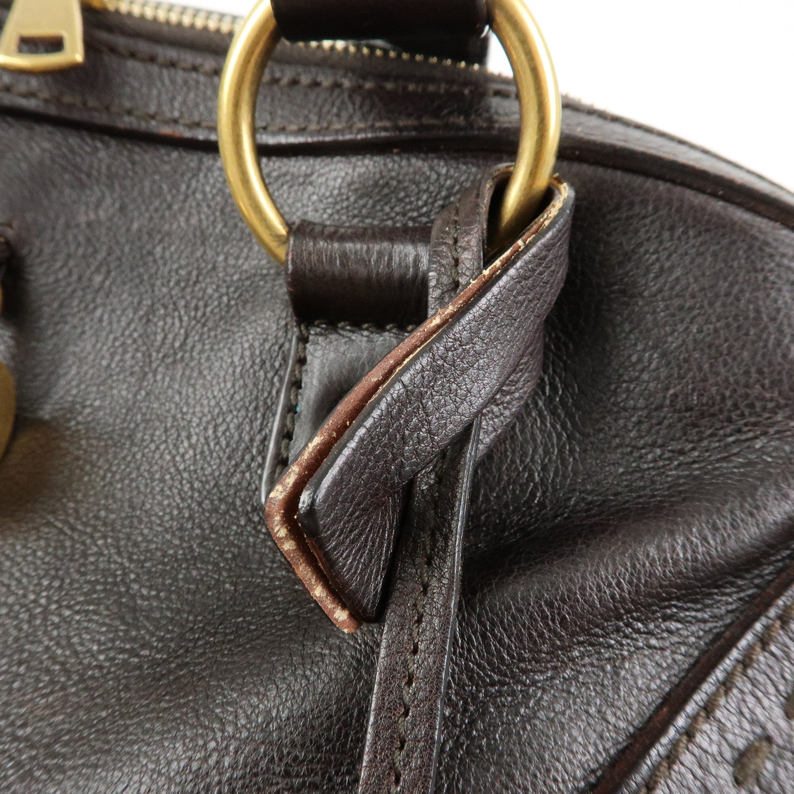 SAINT LAURENT PARIS Muse Leather Hand Bag Shoulder Bag Dark Brown