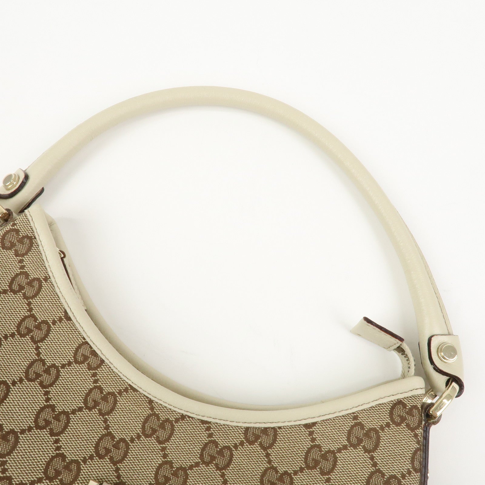 GUCCI Abbey GG Canvas Leather Shoulder Bag Brown Ivory 130738