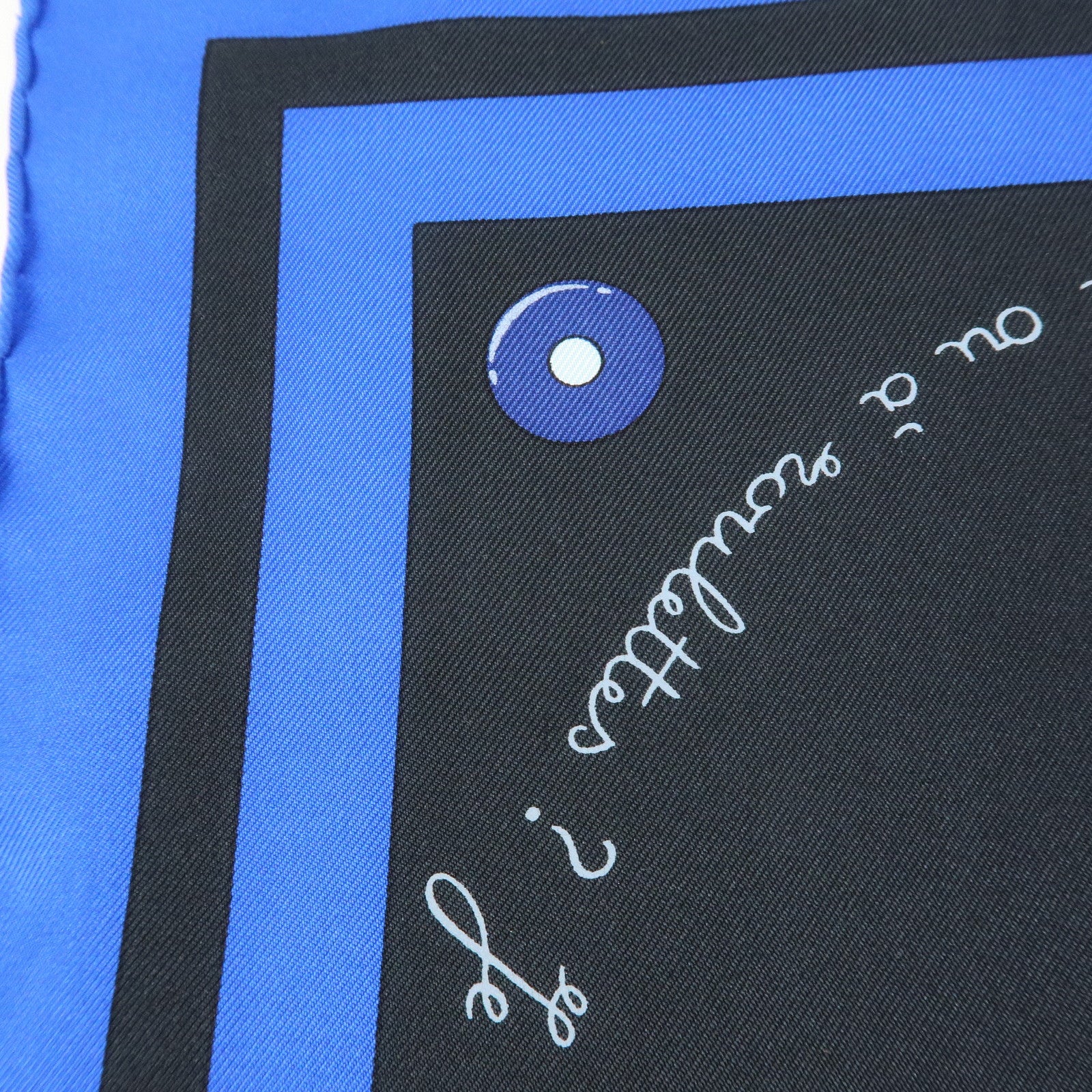 HERMES Carre 90 Silk 100% Scarf Raconte Moi le Cheval Black Blue