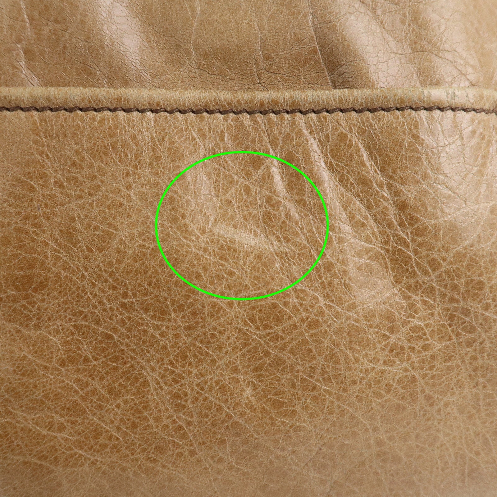 MIU MIU Logo Leather Hand Bag Boston Bag Light Brown