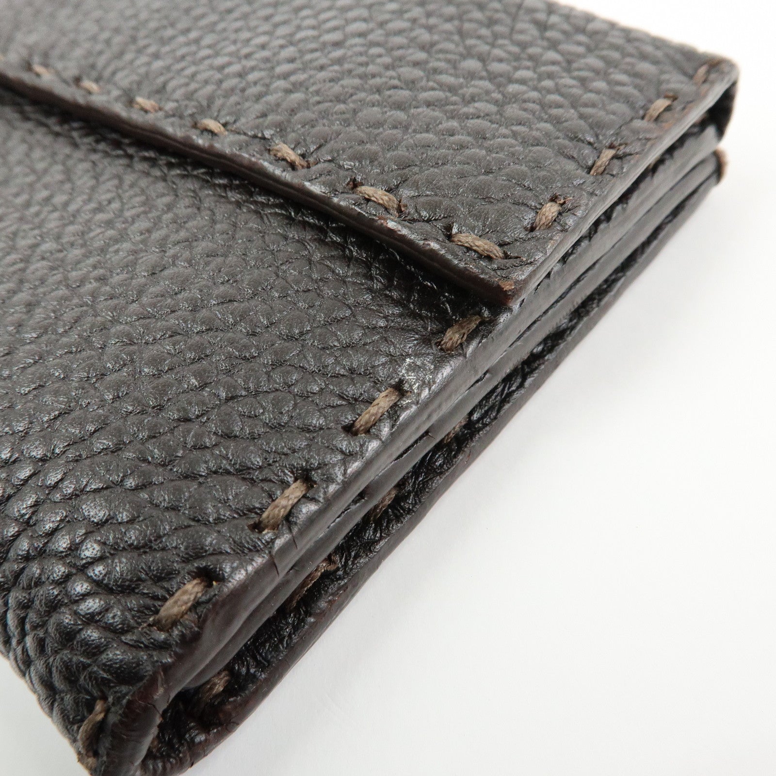 FENDI Selleria Leather Long Flap Wallet Dark Brown 8M0144