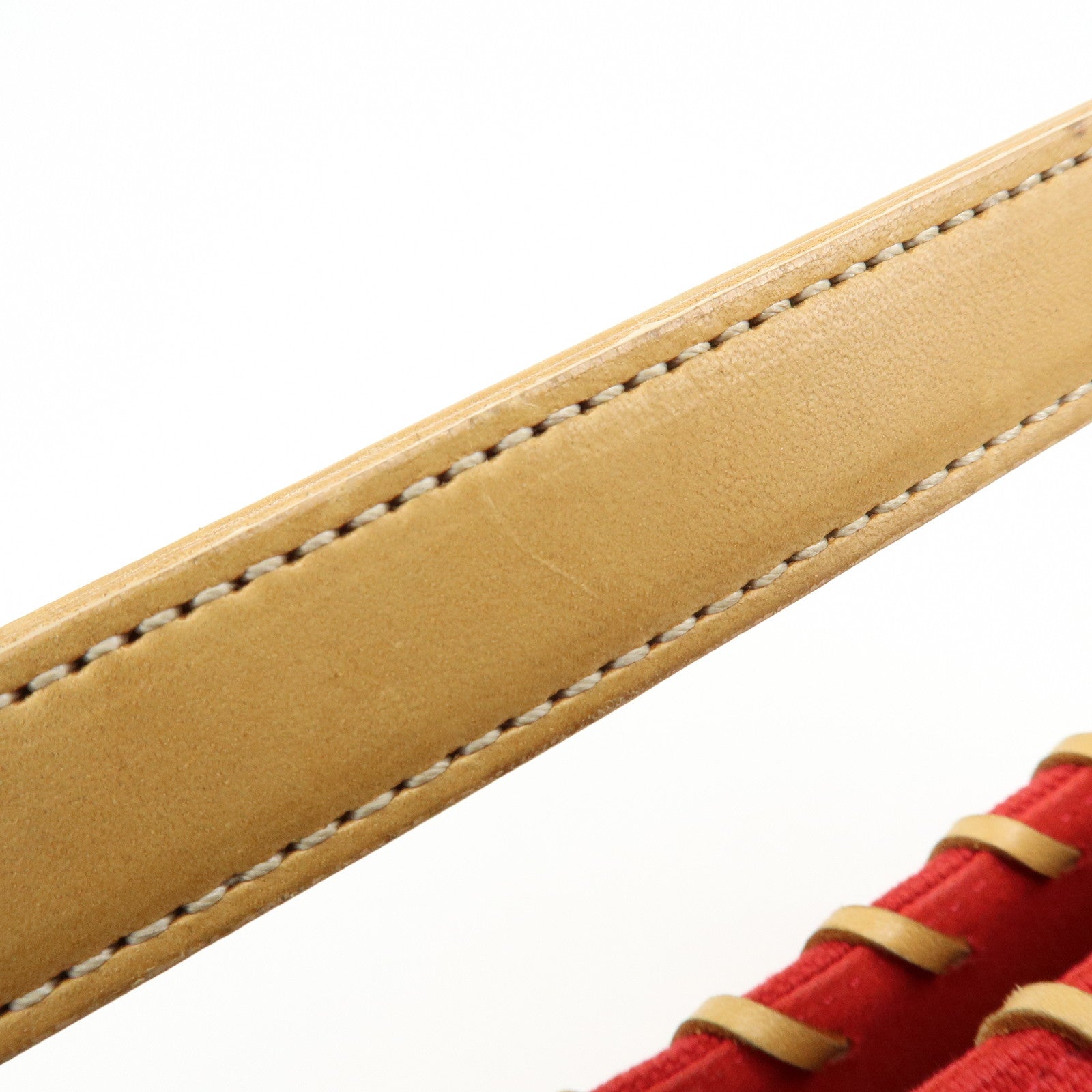 BURBERRY Blue Label Cotton Leather Hand Bag Tote Bag Red