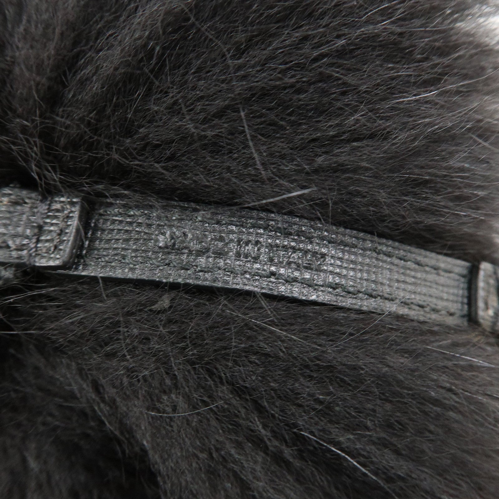 FENDI Fur Leather Pom Pom Bag Charm Key Chain Black