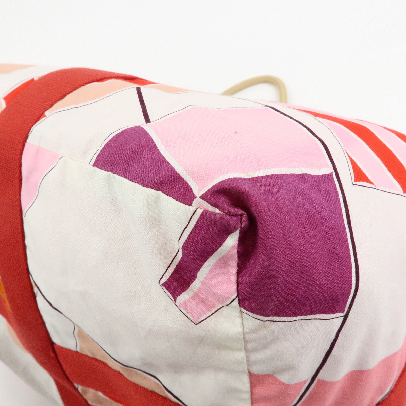 HERMES Cotton Beach Bag Cabas Drapeaux Au Vent Pink Red