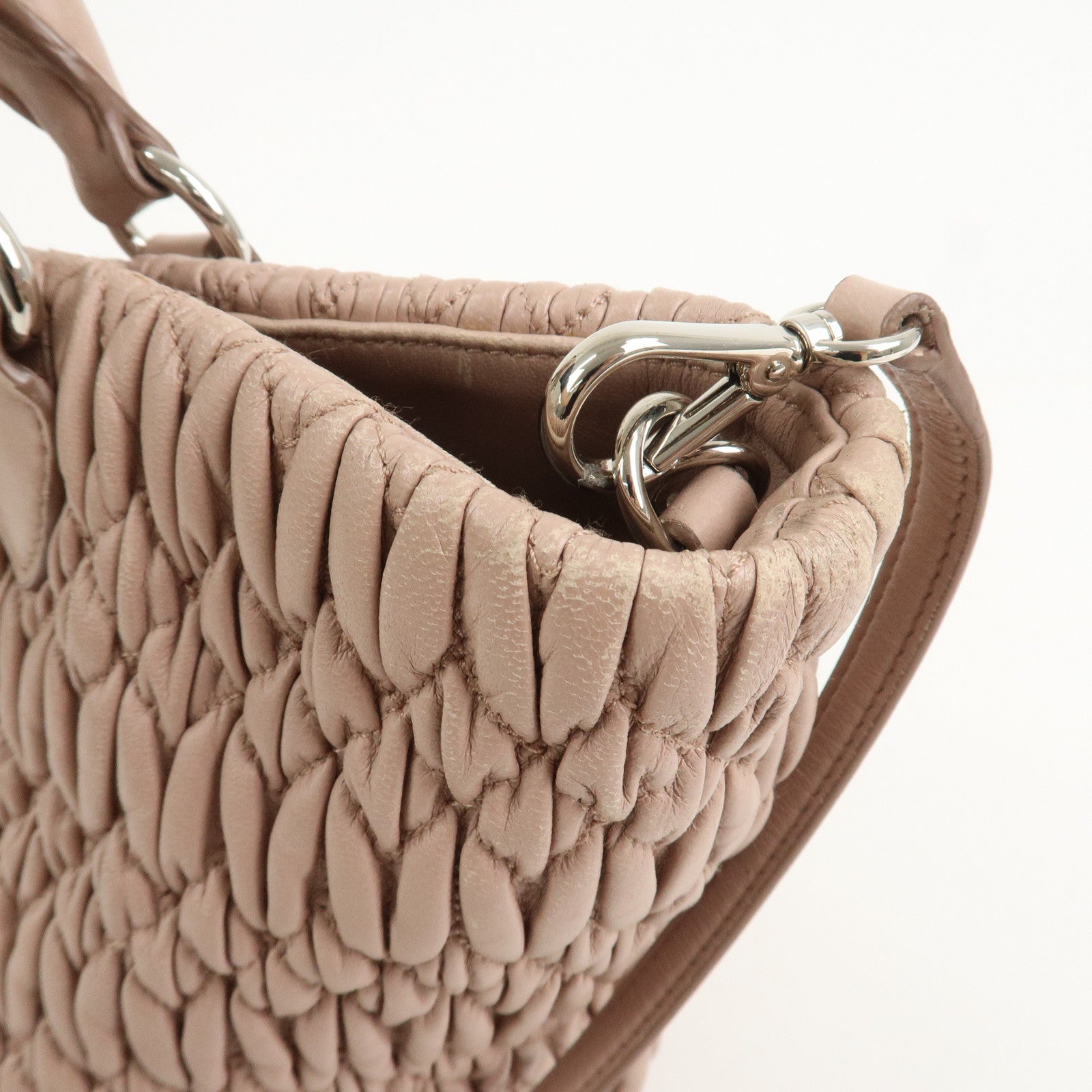 MIU MIU Matelasse Nappa Crystal Leather 2Way Shoulder Bag 5BE896