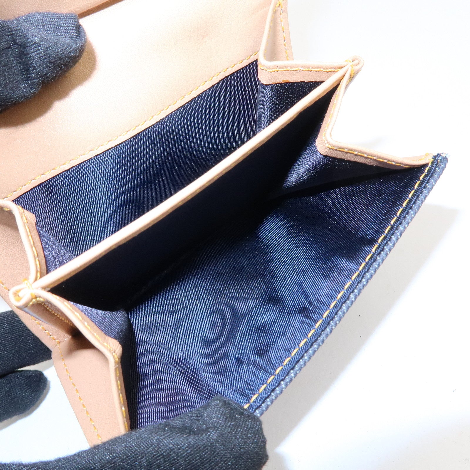 Christian Dior Saddle Denim Leather Compact Wallet Indigo Blue