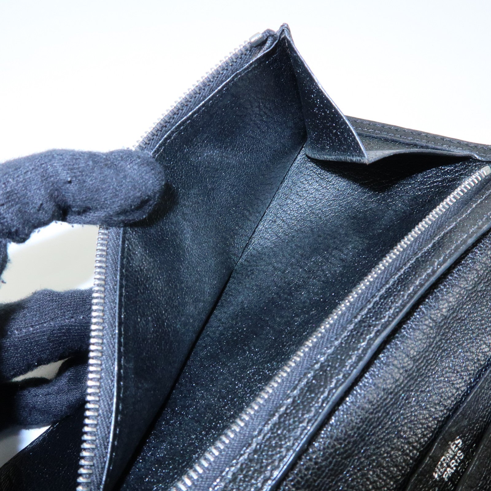 HERMES Bﾃｩarn Classic Chevre Long Wallet □I Stamped Black