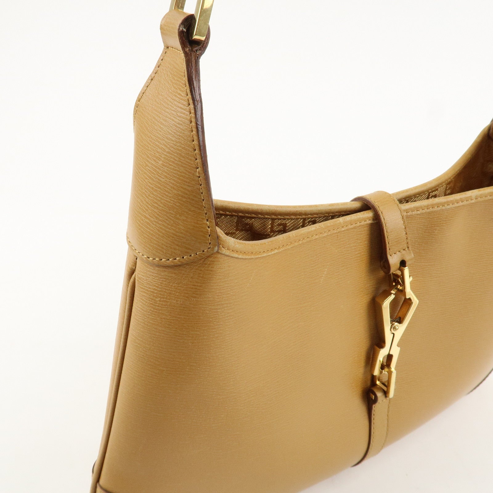 GUCCI Bamboo Leather Shoulder Bag Hand Bag Beige 001.4060.002058 Used