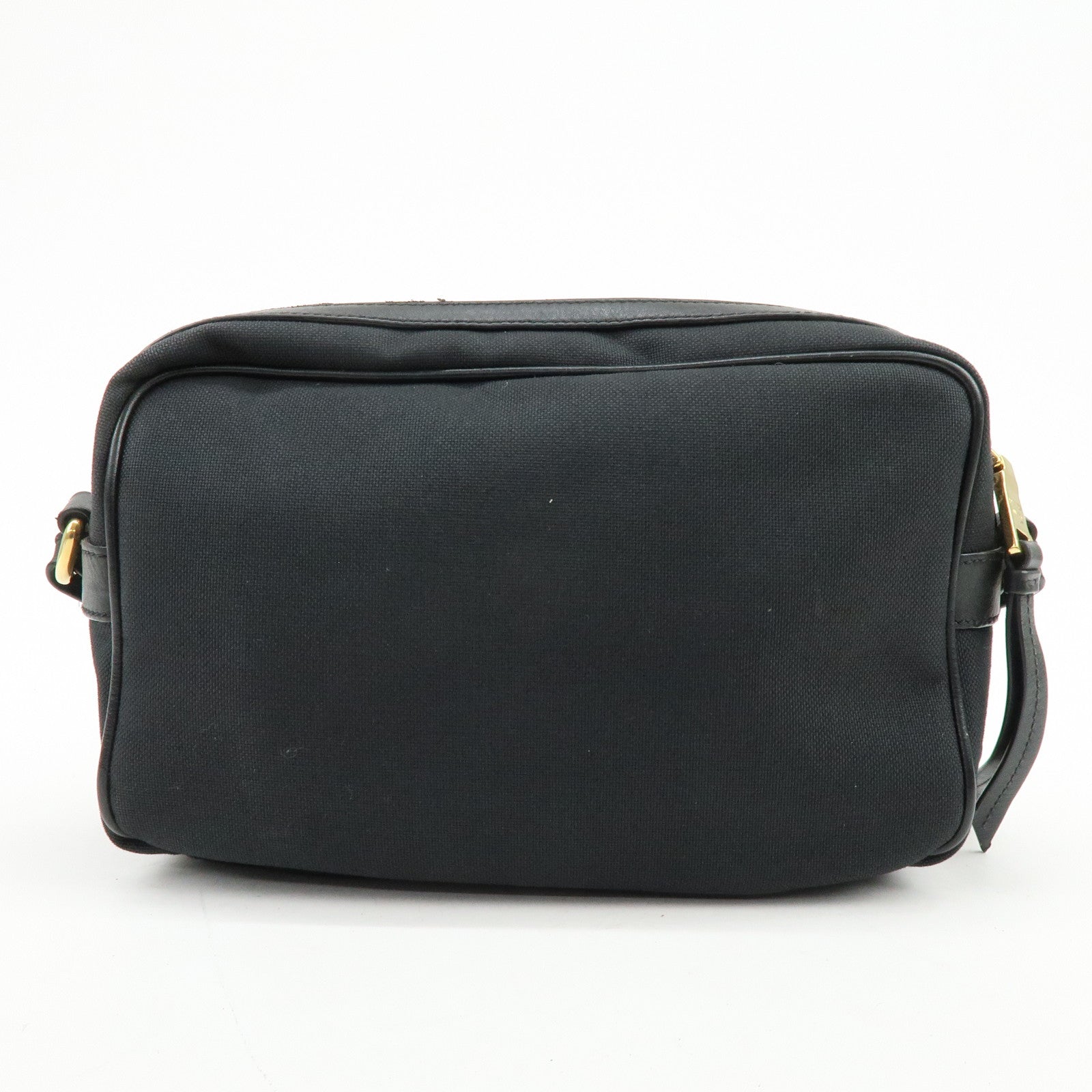 PRADA Triangle Logo Jacquard Leather Shoulder Bag Black 1BH089