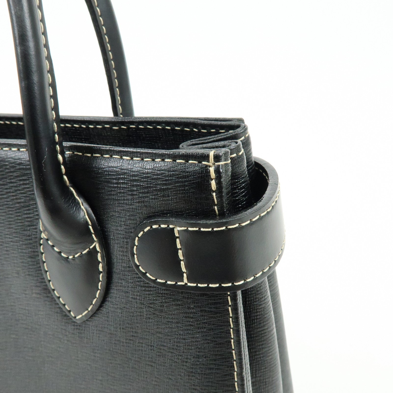 BURBERRY Logo Leather Hand Bag Black