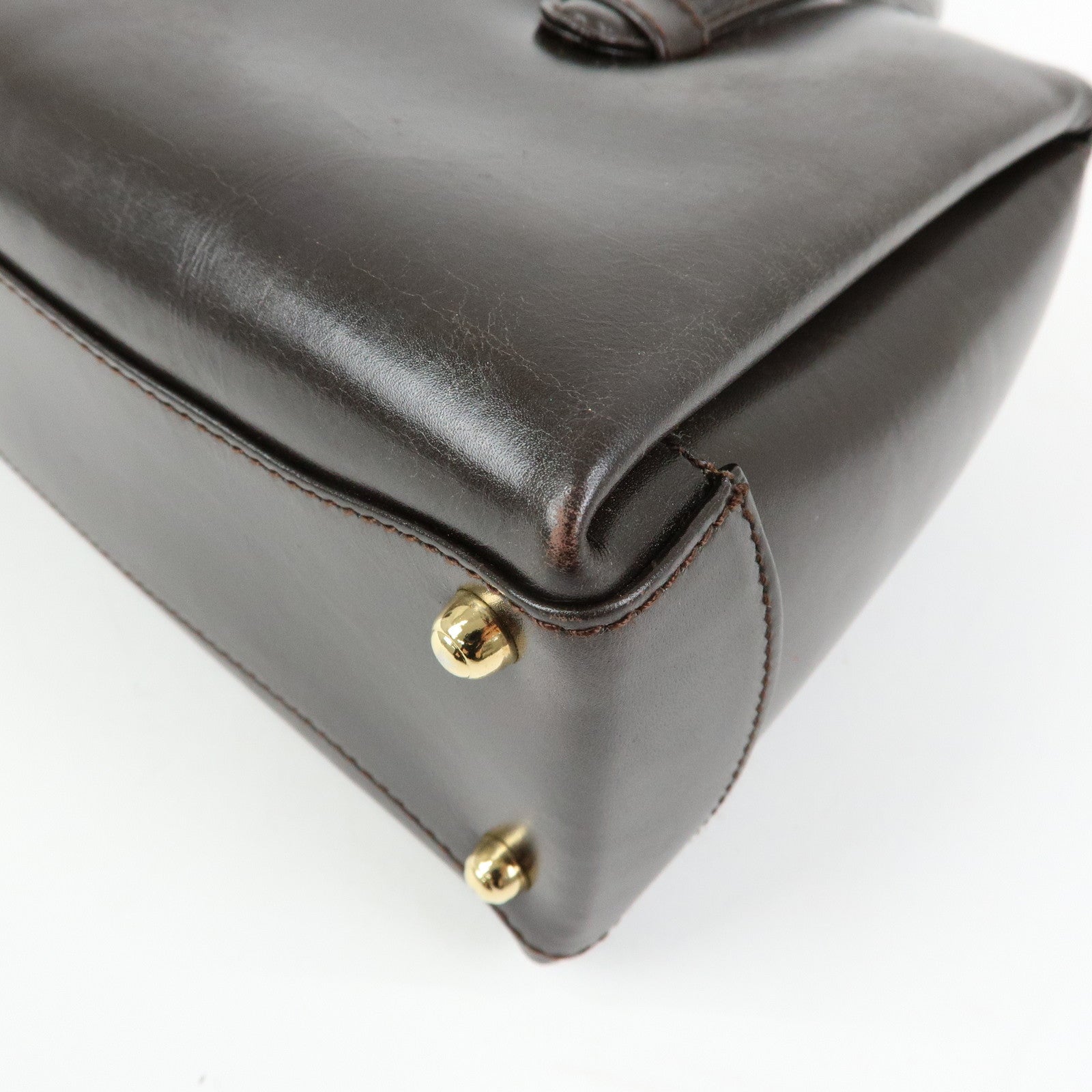 GUCCI Leather Hand Bag Dark Brown 000・1448・0539