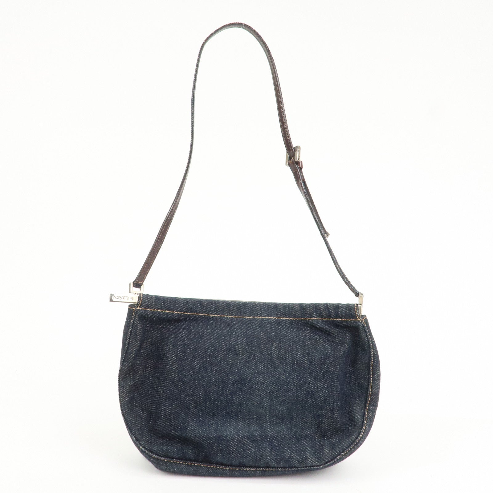 FENDI Denim Shoulder Bag Hand Bag Navy 26736
