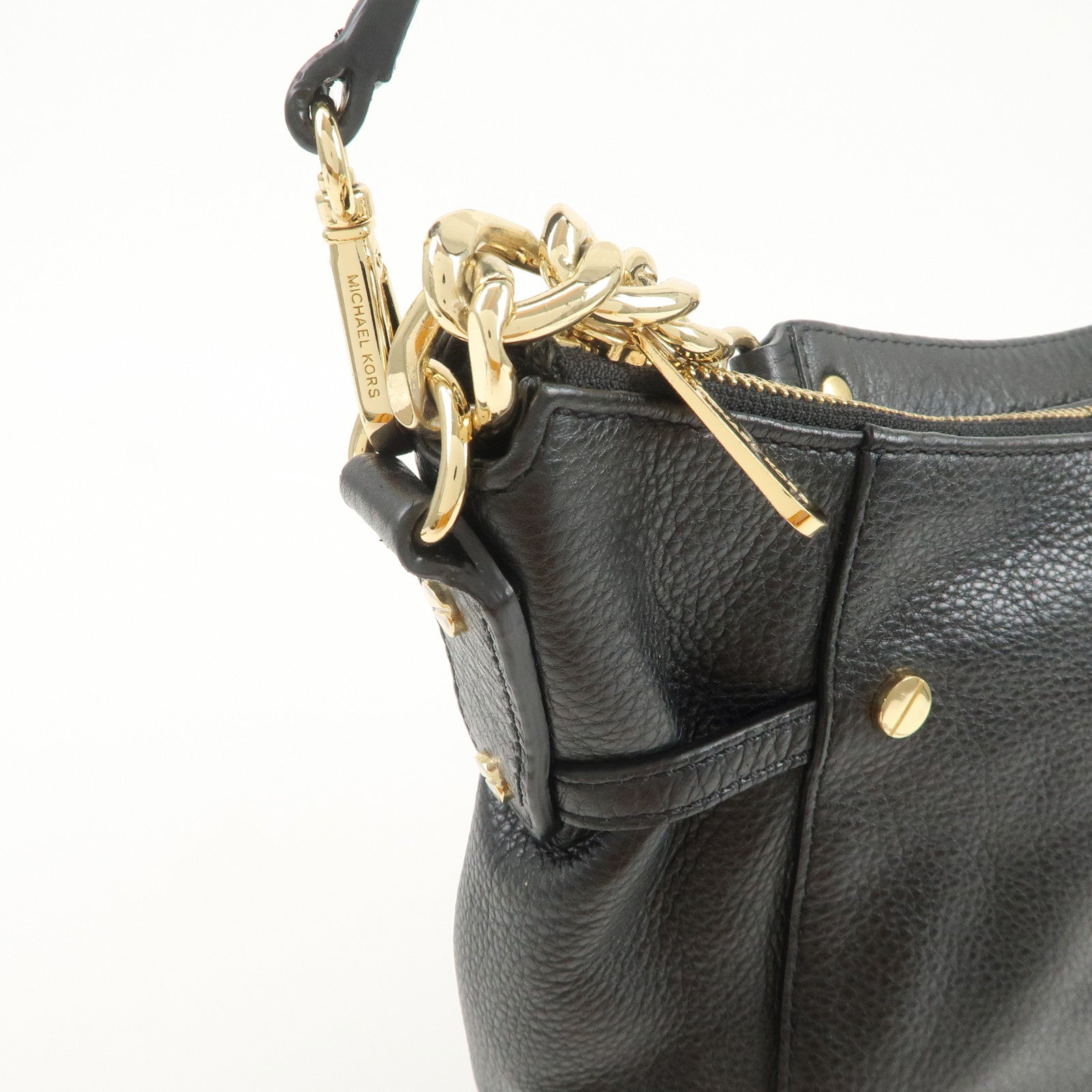 MICHAEL KORS Logo Leather 2Way Bag Hand Bag Shoulder Bag Black