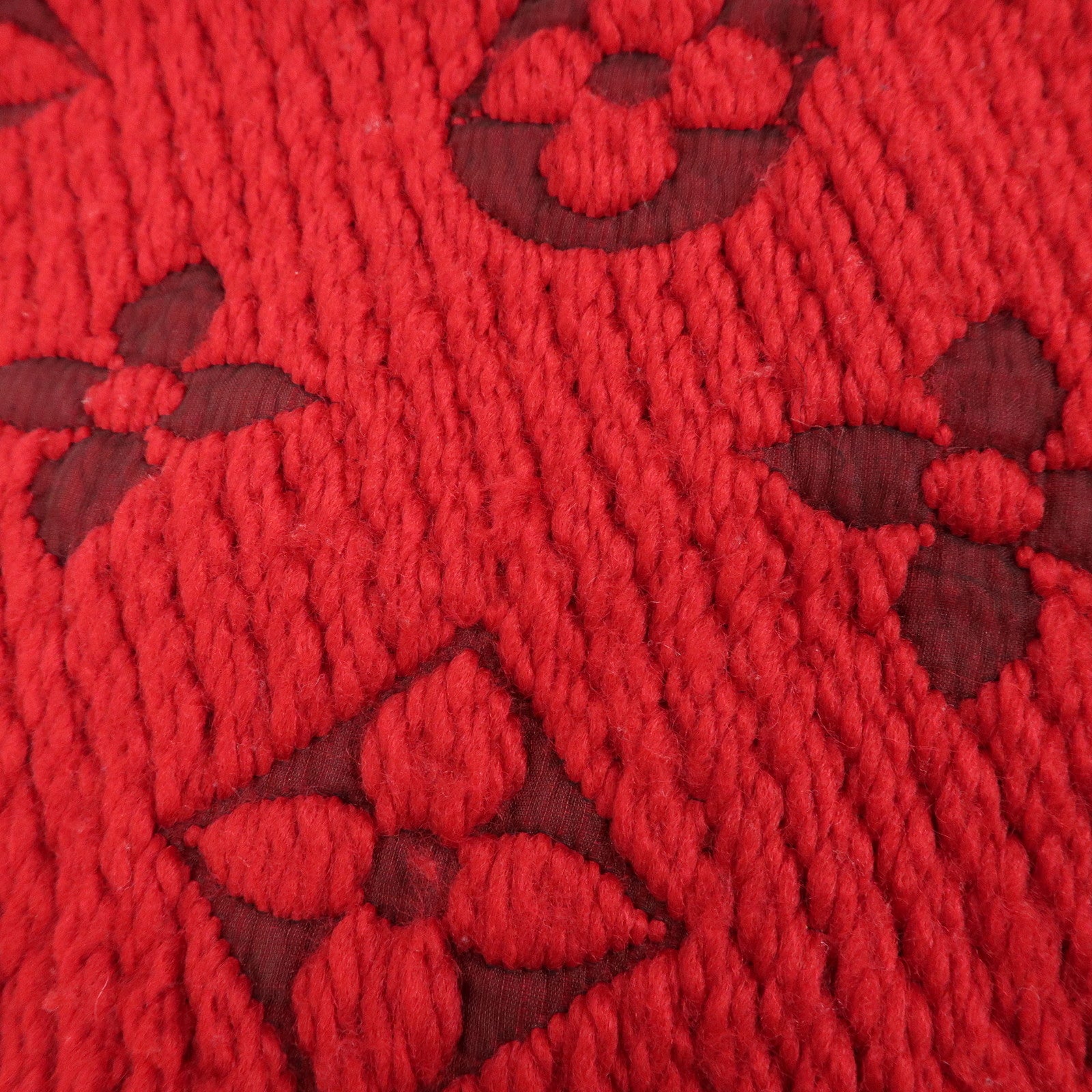 Louis Vuitton Echarpe Logo Mania Wool Silk Scarf Shawl Ruby M72432