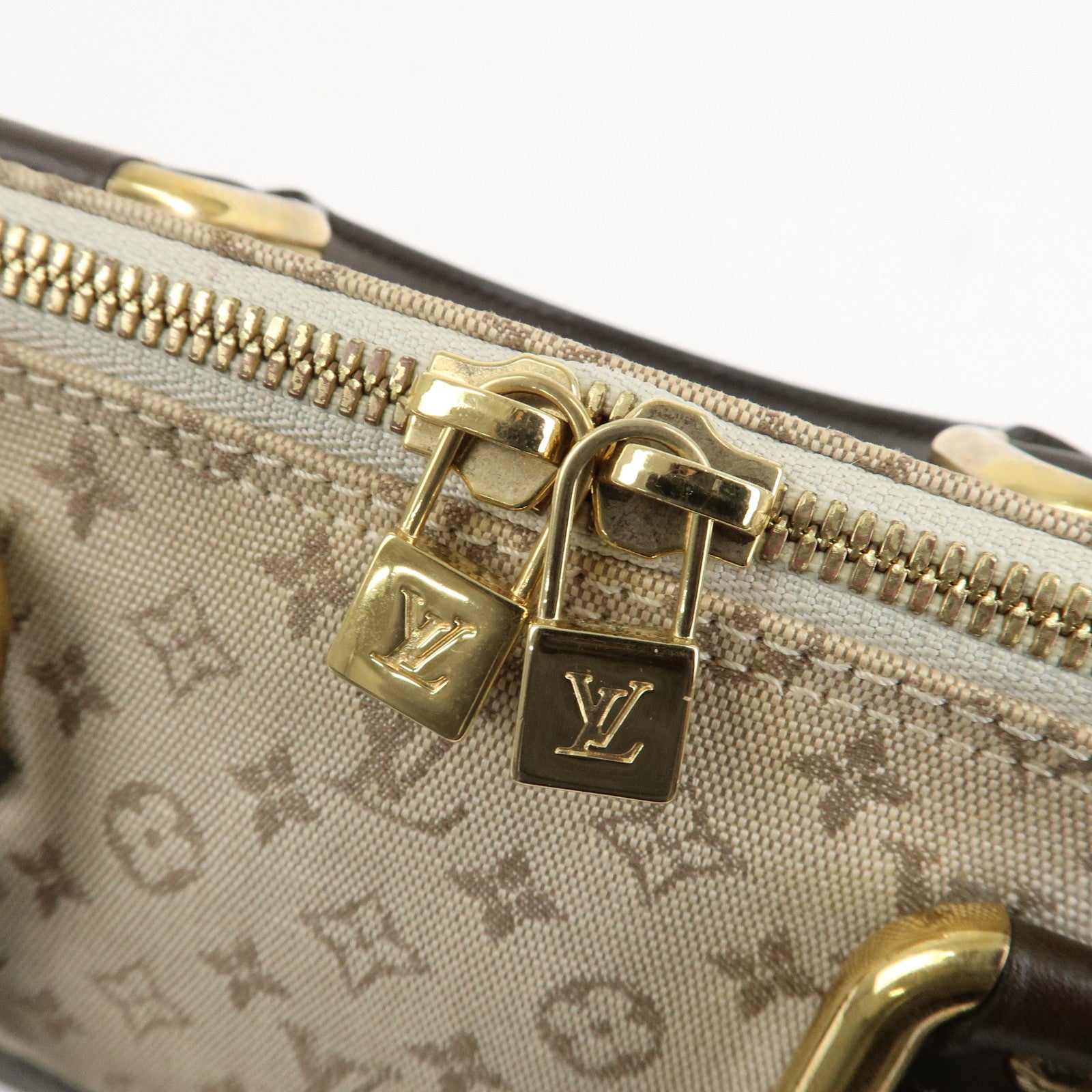 Louis Vuitton Monogram Mini Leather Canvas Hand Bag Khaki M92205 Used