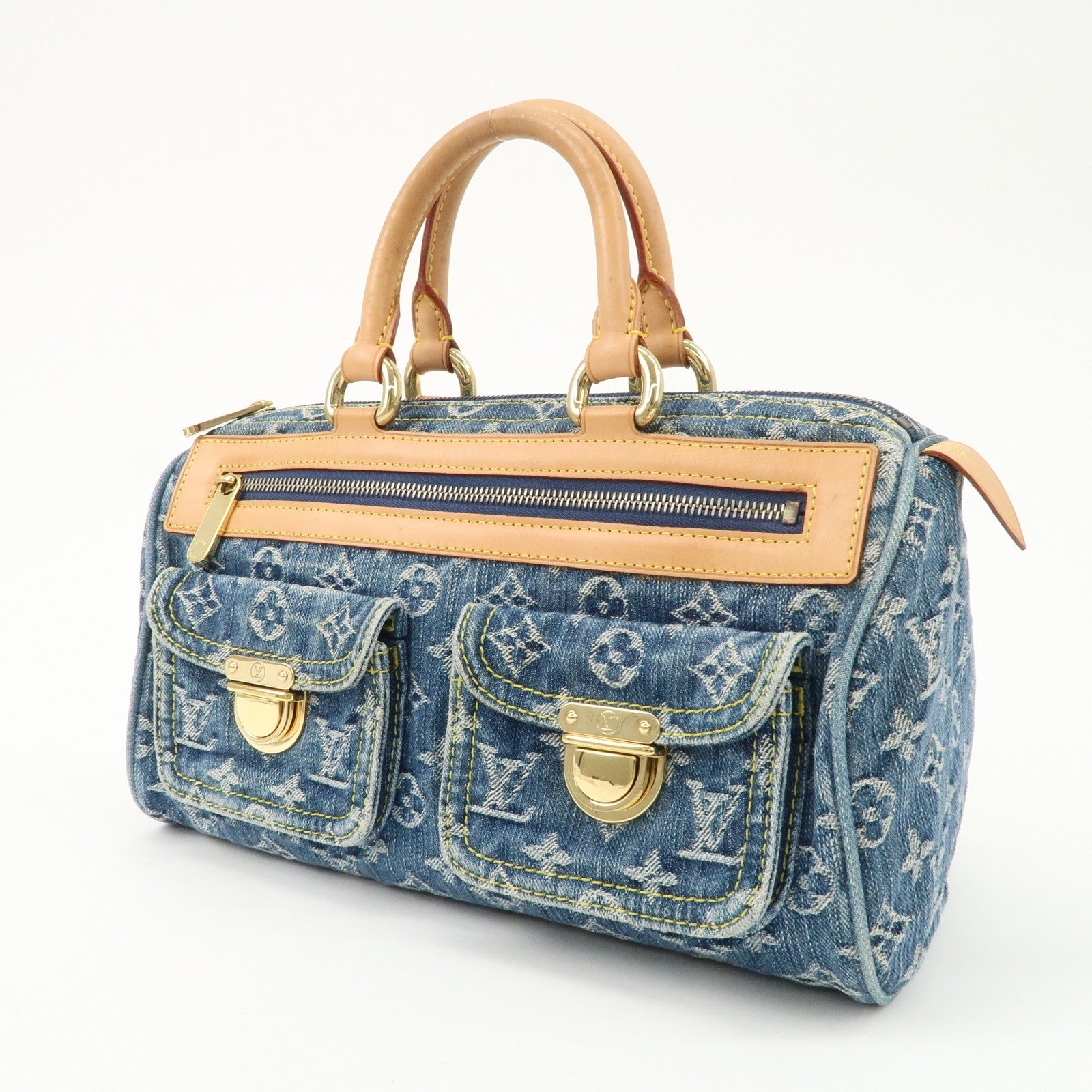 Louis Vuitton Monogram Denim Neo Speedy Boston Bag Blue M95019 Used