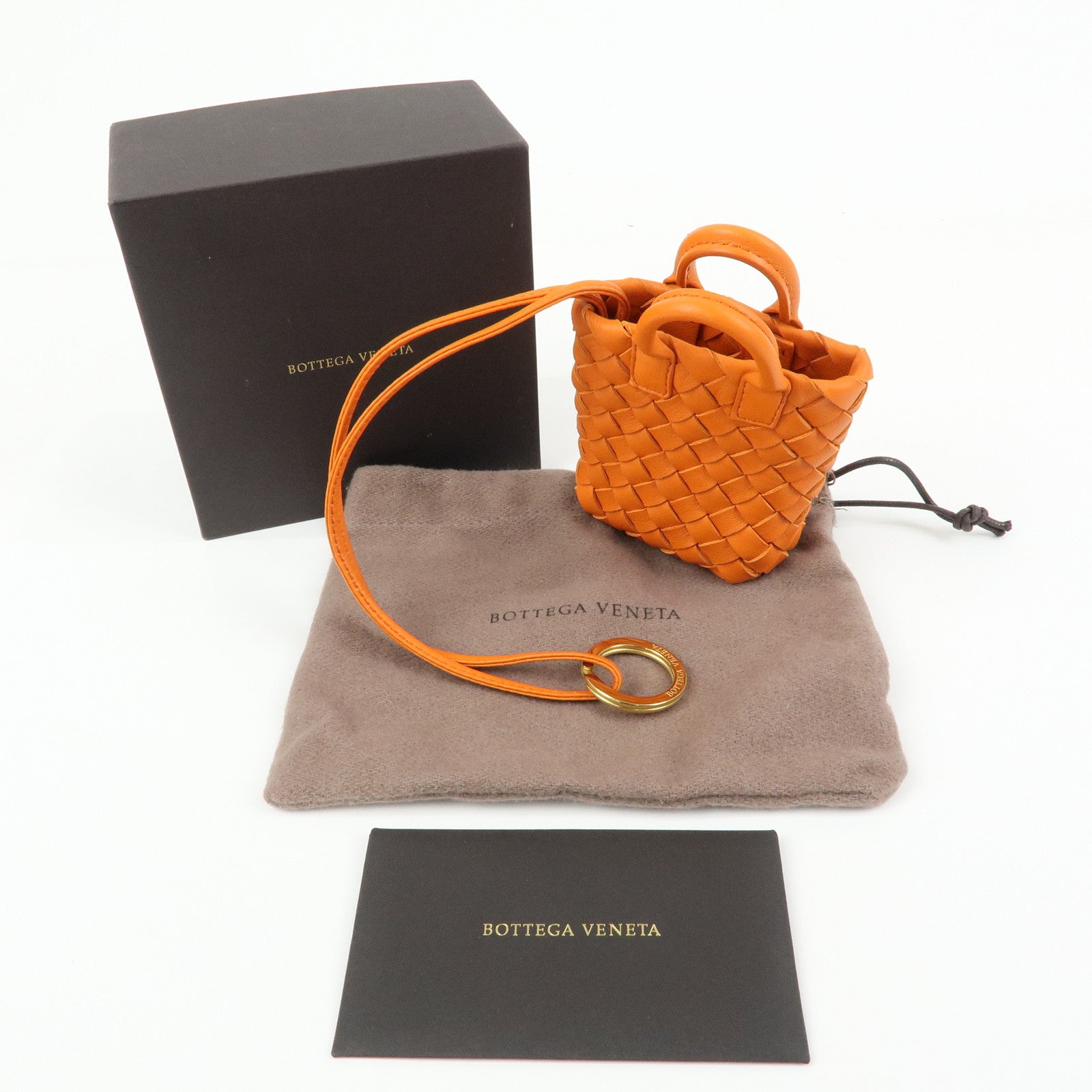 BOTTEGA VENETA Intrecciato Leather Bag Charm Orange 577778