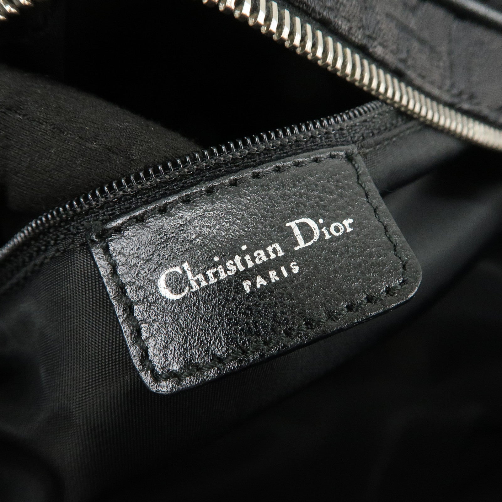 Christian Dior Trotter Canvas Leather Boston Bag Hand Bag Black