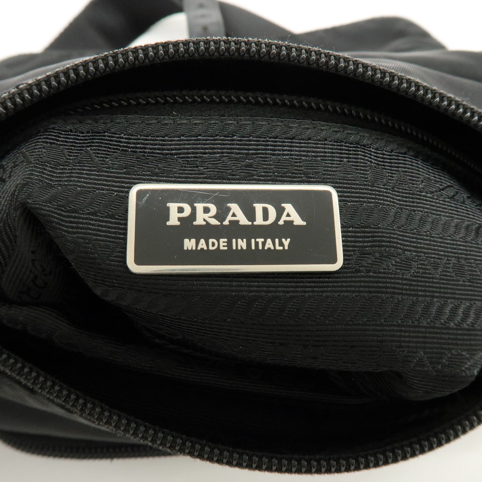 PRADA Triangle Logo Nylon Leather Shoulder Bag Crossbody Bag Black
