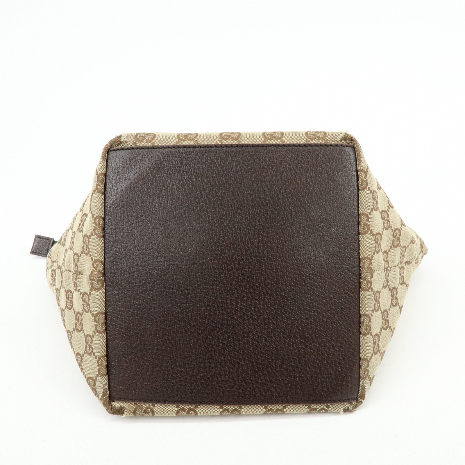 GUCCI Sherry GG Canvas Leather Tote Bag Hand Bag Brown 131228