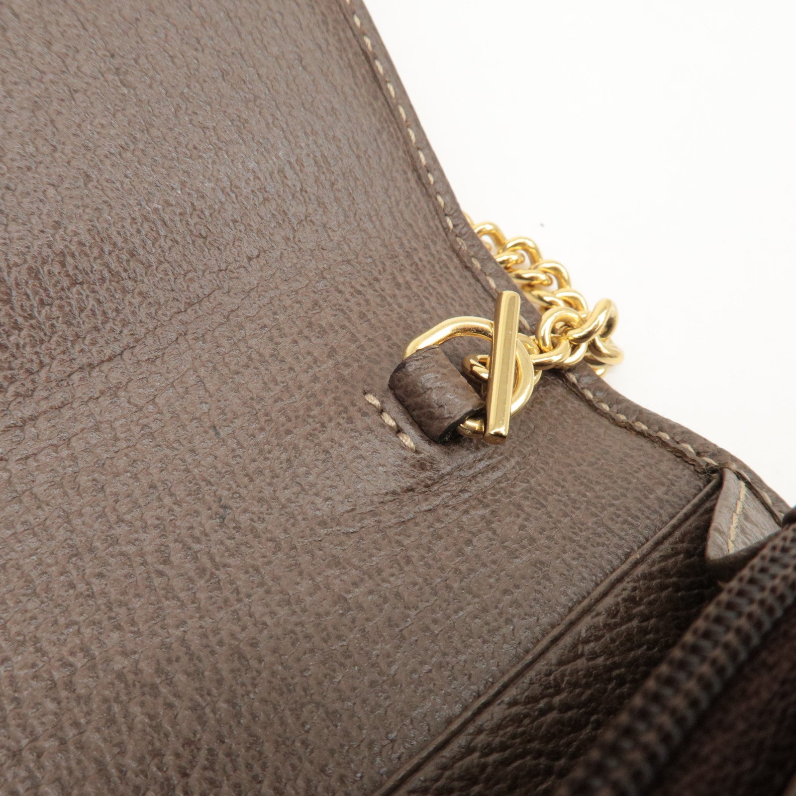 GUCCI Ophidia GG Supreme Leather Chain Wallet Beige Brown 546592 Used