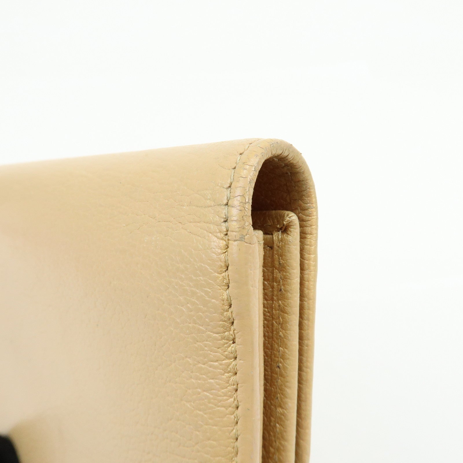 Chanel Camellia Calf Leather Long Flap Wallet Beige