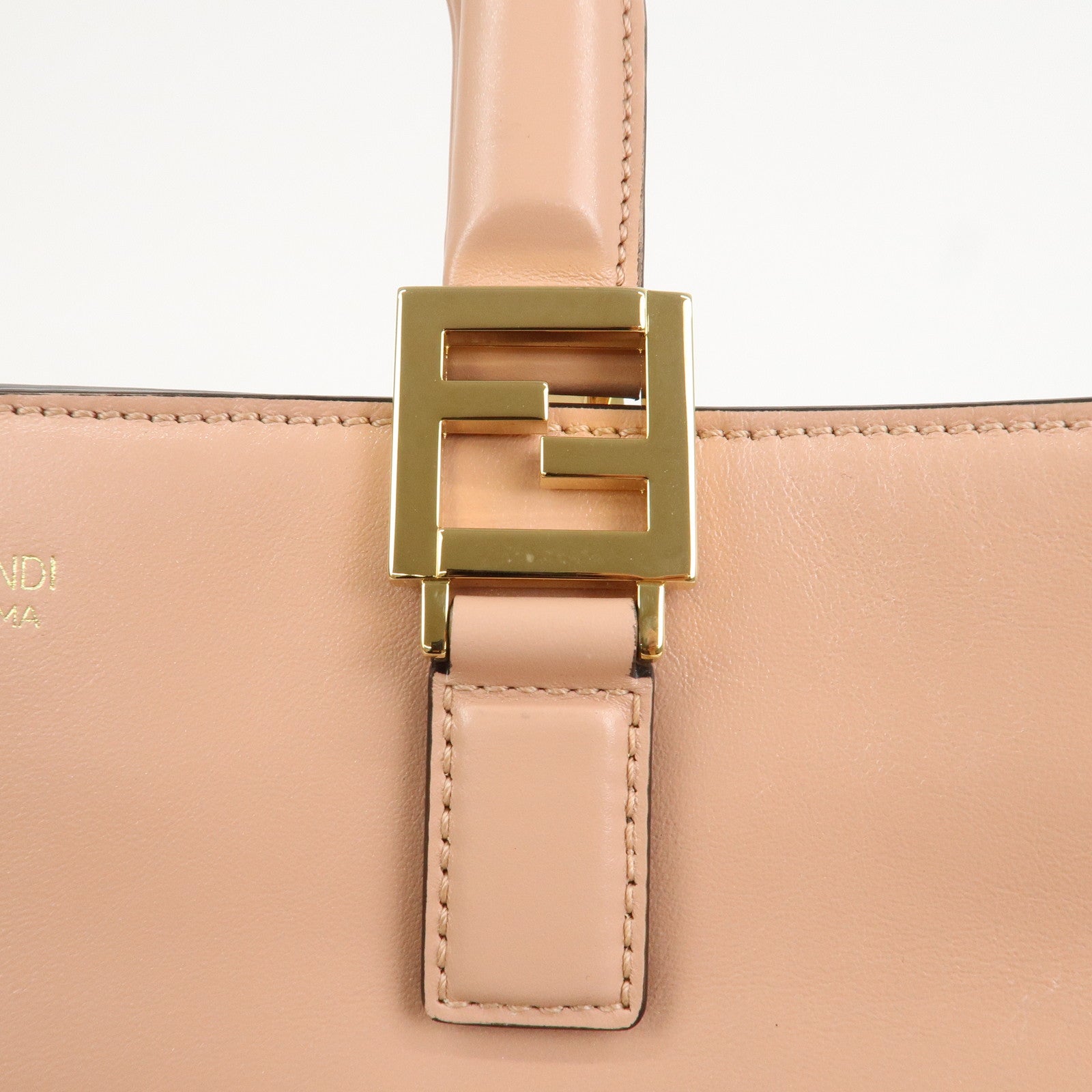 FENDI Leather 2Way FF Tote Small Hand Bag Shoulder Bag Pink 8BH367