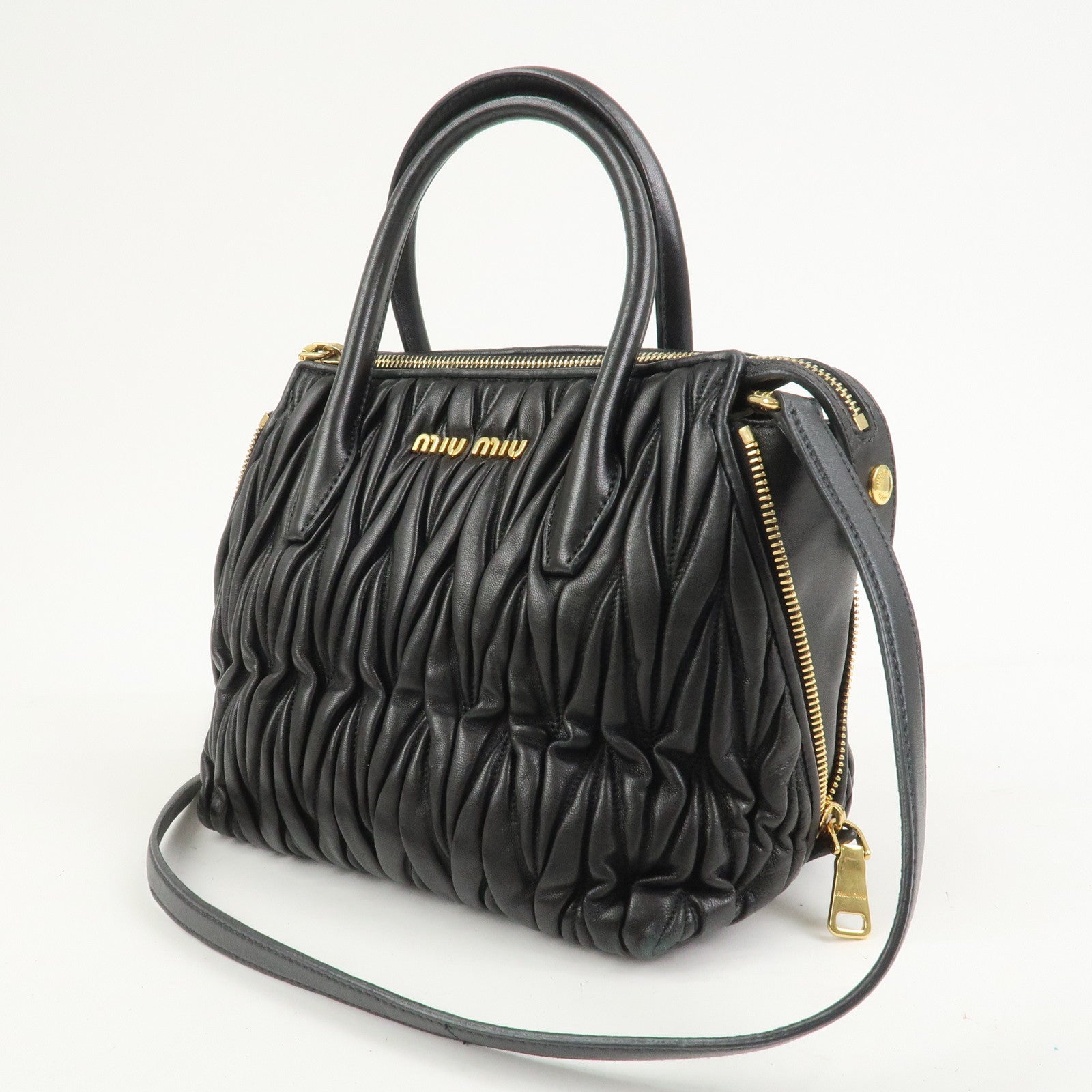 MIU MIU Matelasse Leather 2Way Bag Hand Bag Shoulder Bag 5BA003