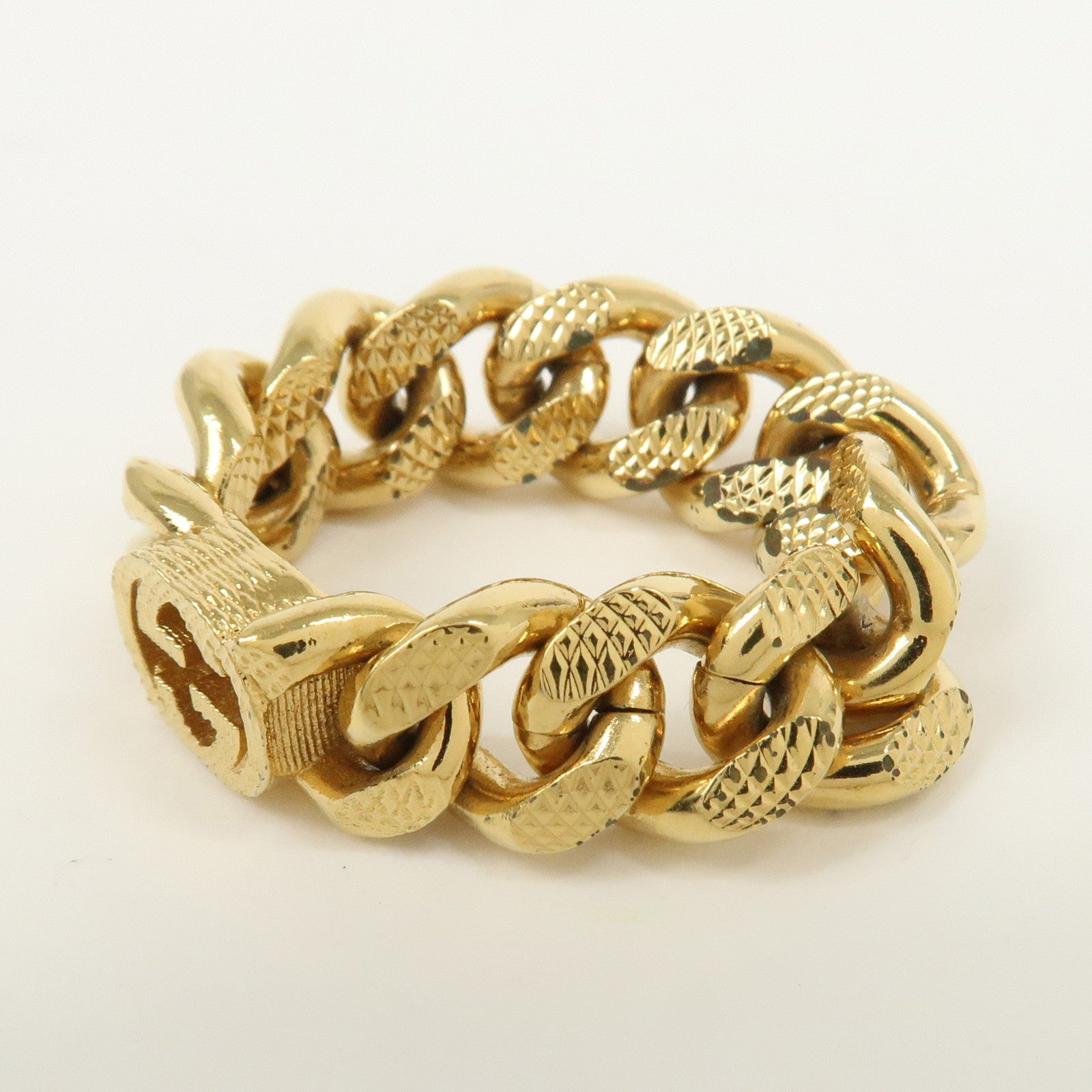 GUCCI Interlocking G Metal Ring XL US10 EU62 HK22 Gold