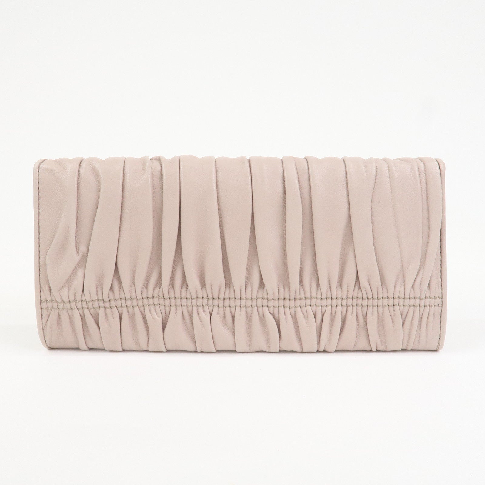 PRADA Nappa Gaufre Leather Bi-fold Long Wallet Light Beige 1M1132