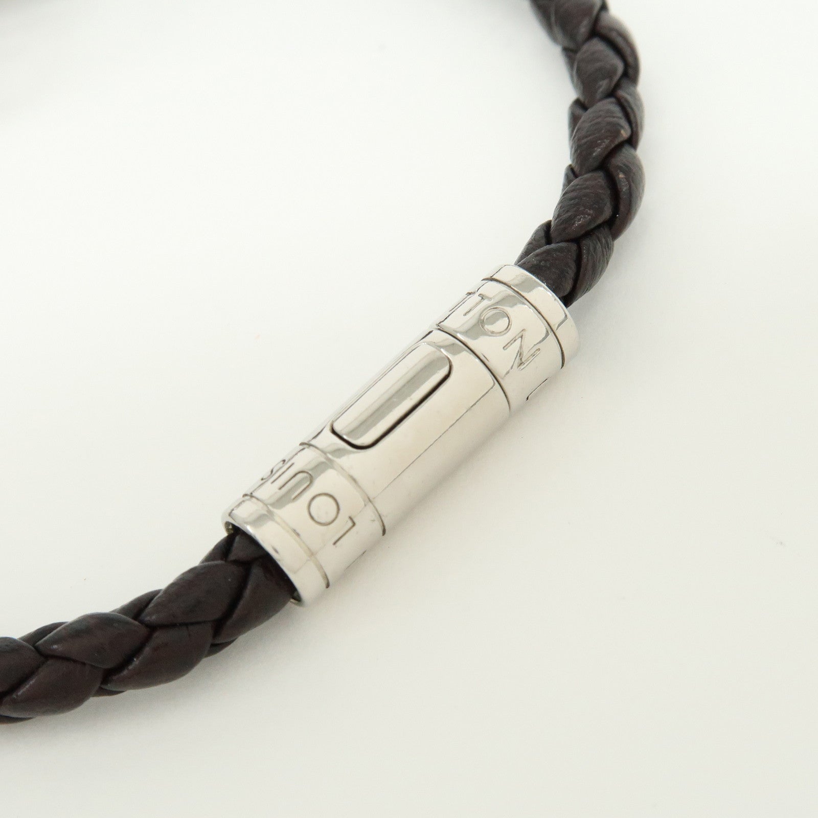 Louis Vuitton Bracelet LV Circle Leather Metal Bracelet Black M6188