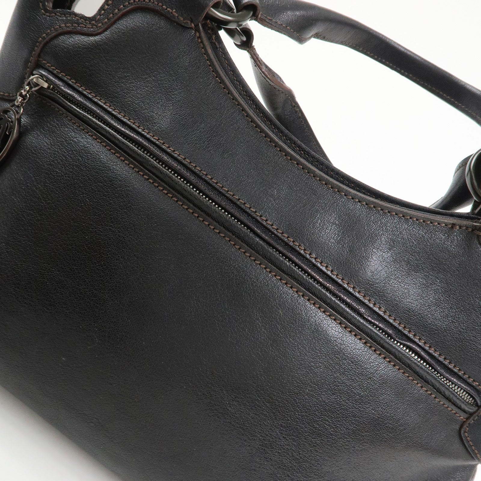 Cartier Mustline Marcello Leather Hand Bag Tote Bag Black