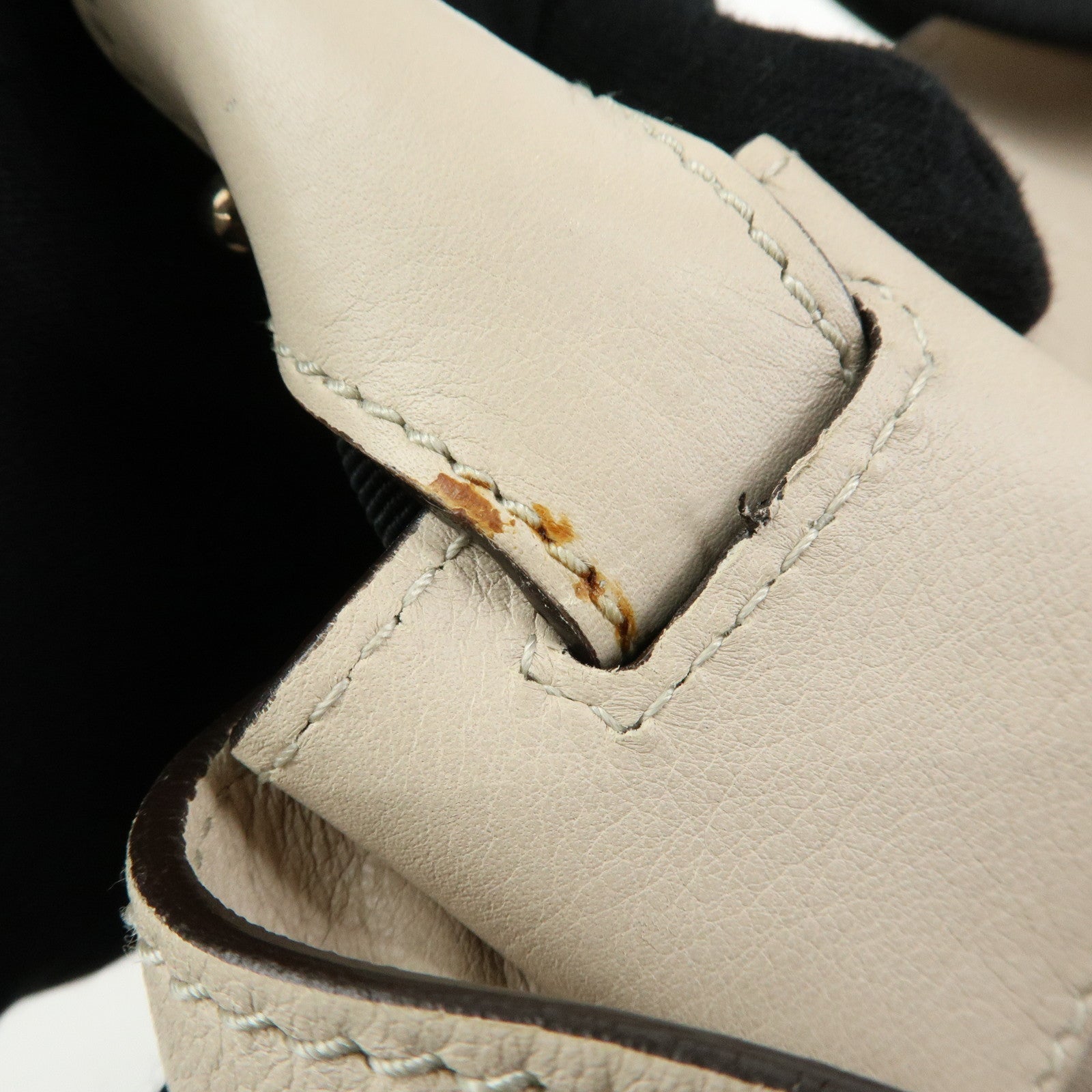 Ferragamo Vara Ribbon Leather Tote Bag Shoulder Bag Ivory Black