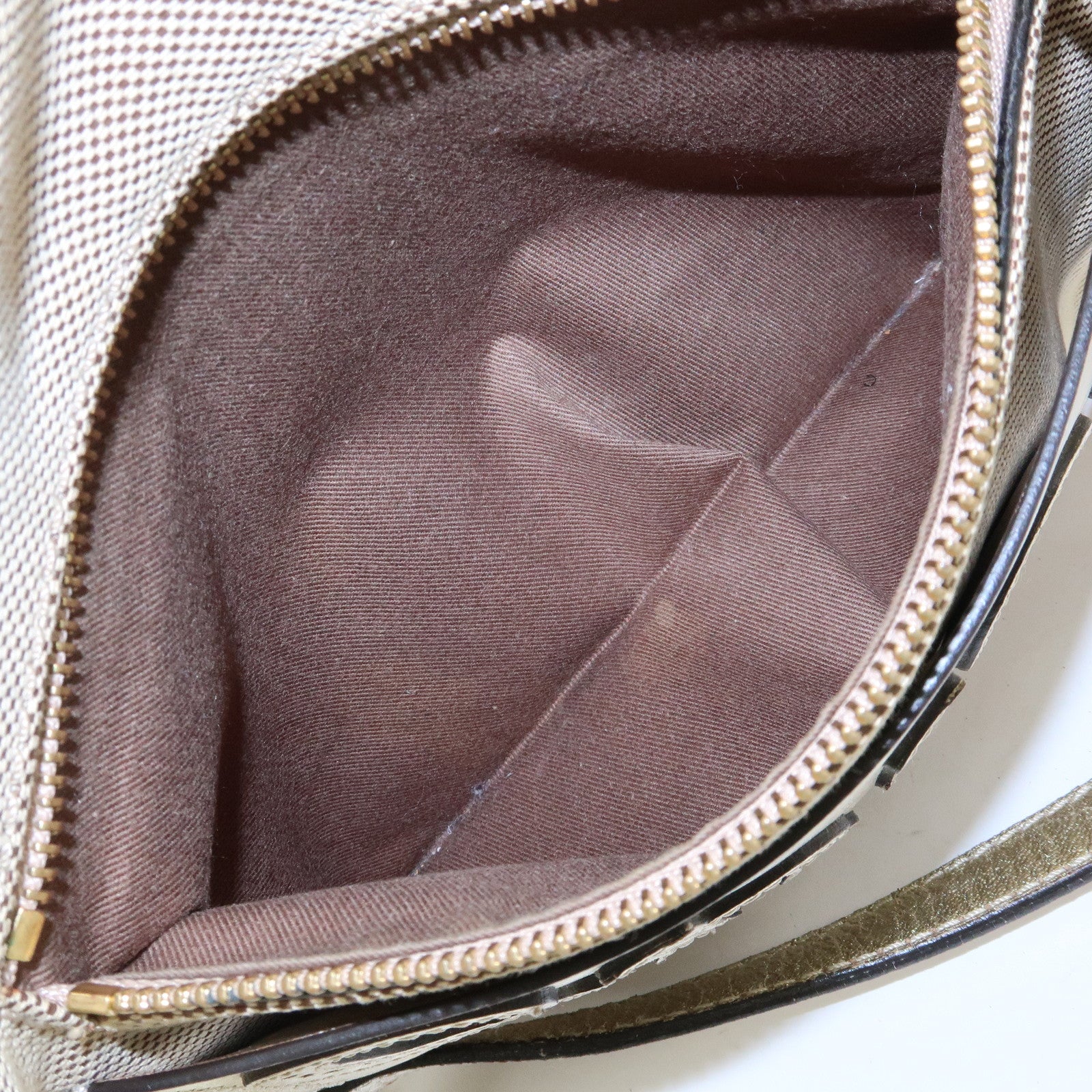 Chloe Harley Canvas Leather Shoulder Crossbody Bag Beige Gold