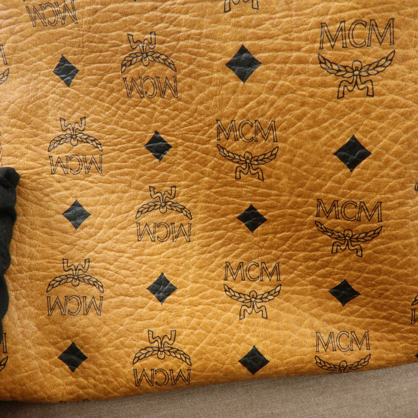 MCM Visetos PVC Tote Bag Shoulder Bag Hand Bag Cognac Brown