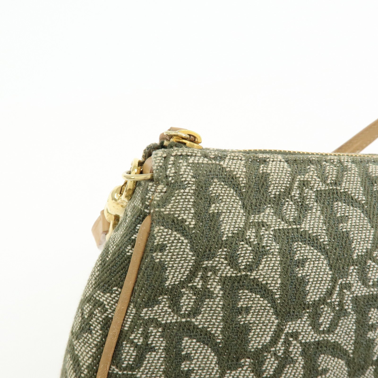 Christian Dior Saddle Trotter Jacquard Leather Hand Bag Green