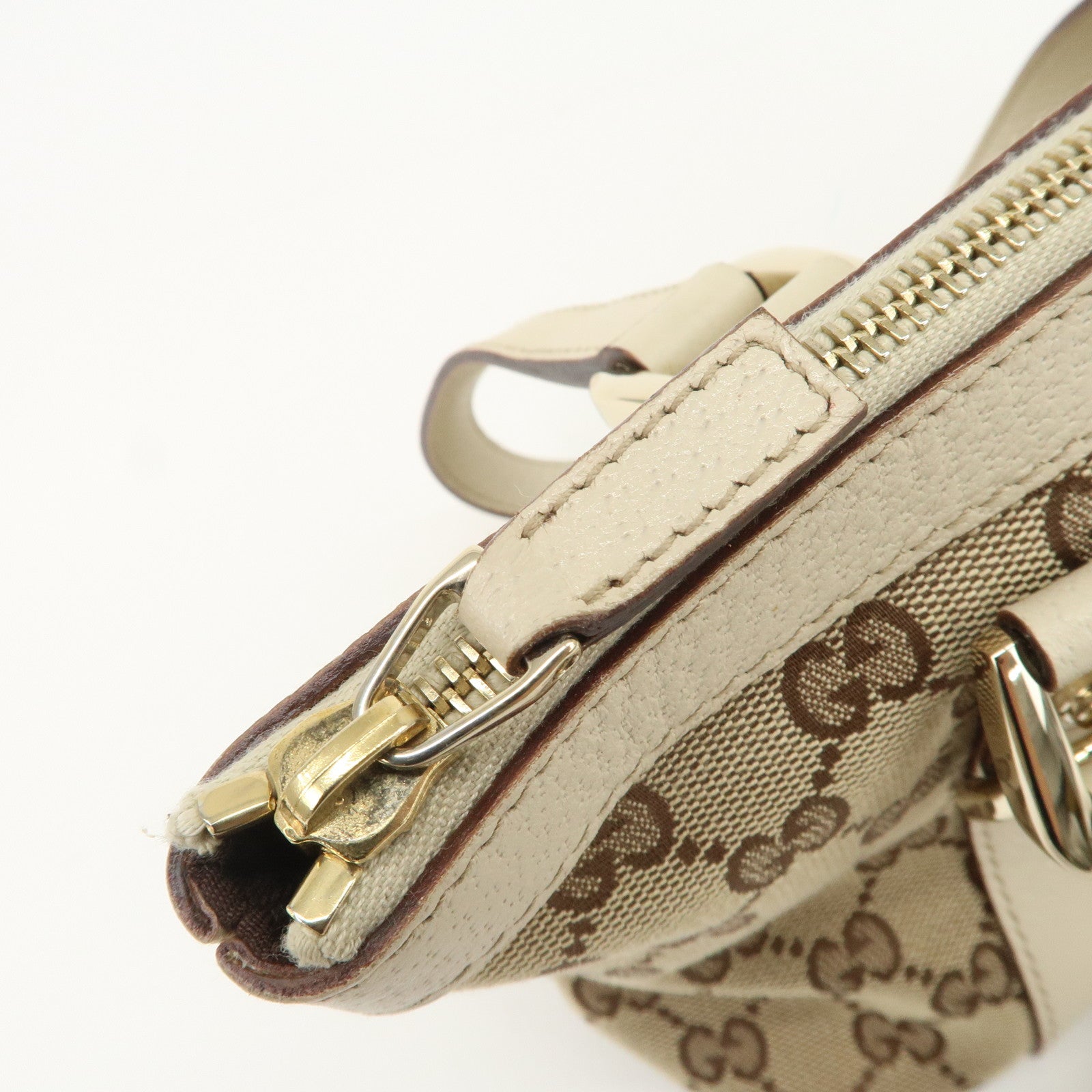 GUCCI Abbey GG Canvas Leather Tote Bag Hand Bag Beige Ivory 141471