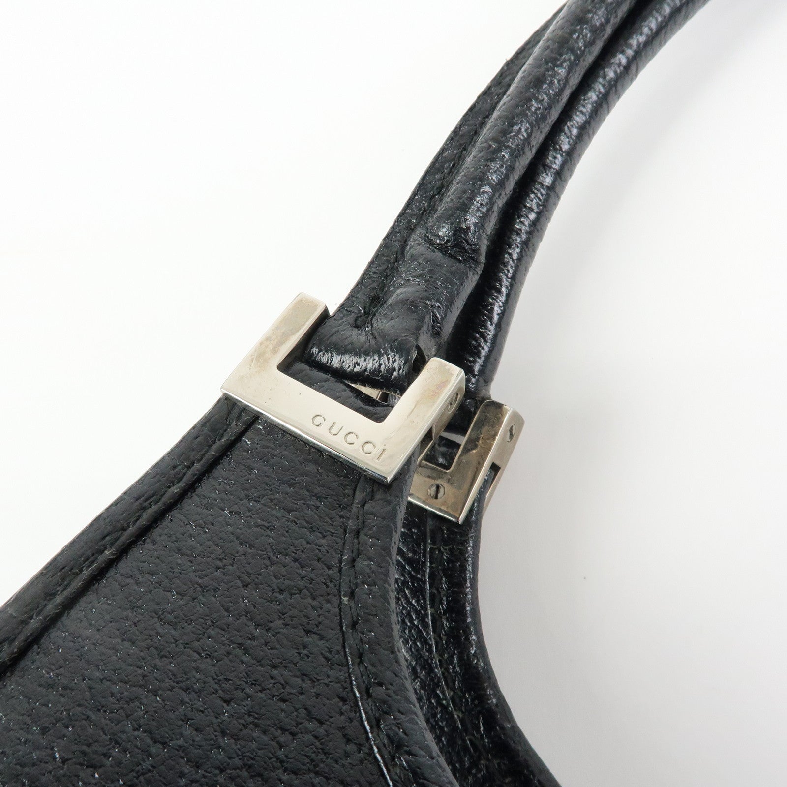 GUCCI Jackie Leather Hand Bag Black 0021068